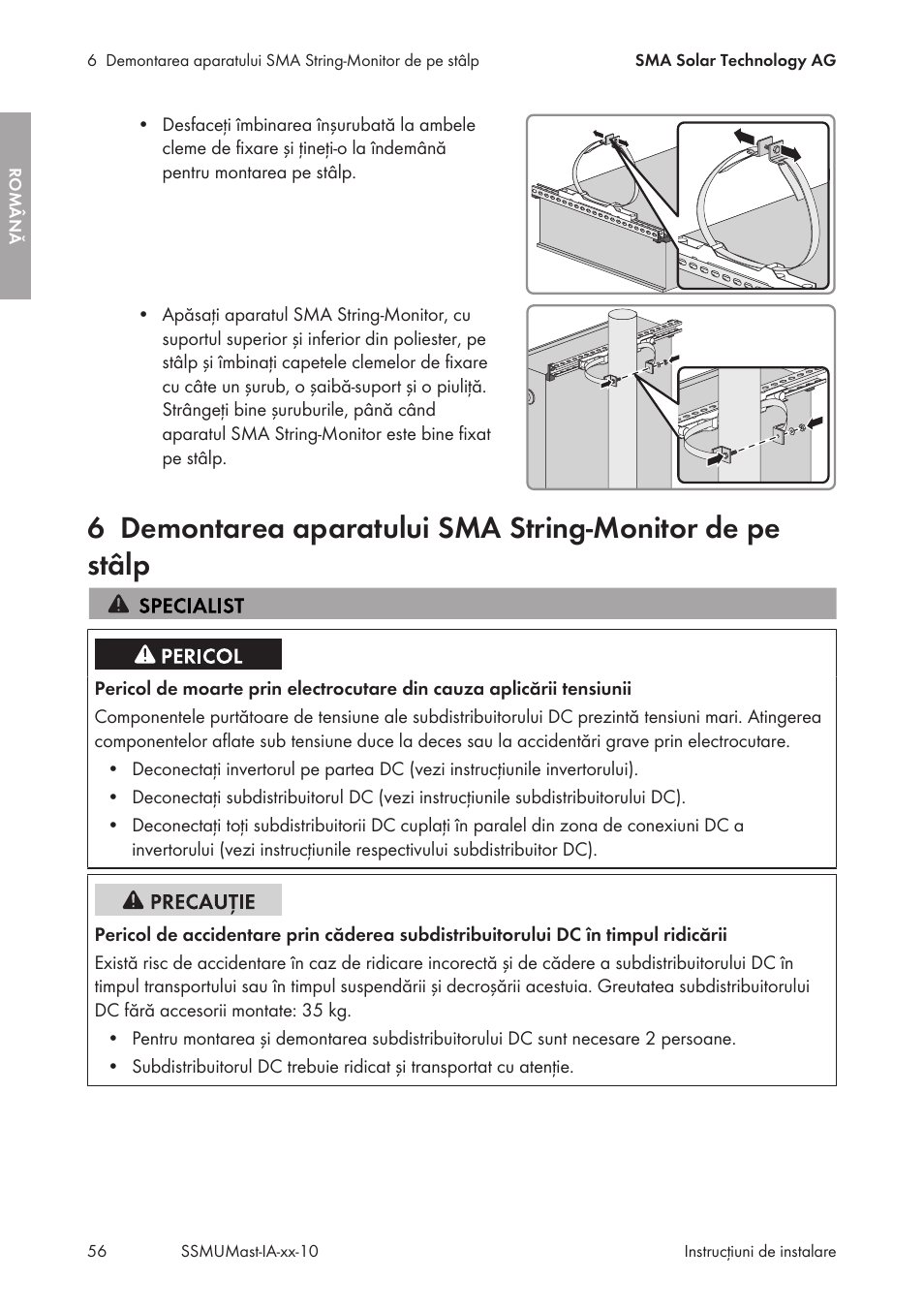 SMA String-Monitors Pole Mounting Set User Manual | Page 56 / 74