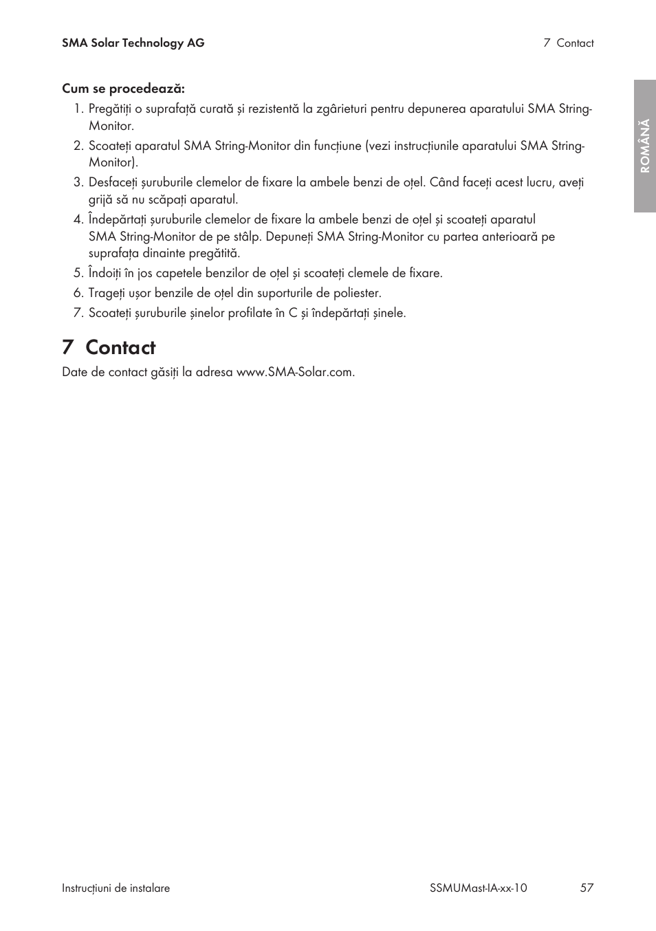 7 contact, Contact | SMA String-Monitors Pole Mounting Set User Manual | Page 57 / 74