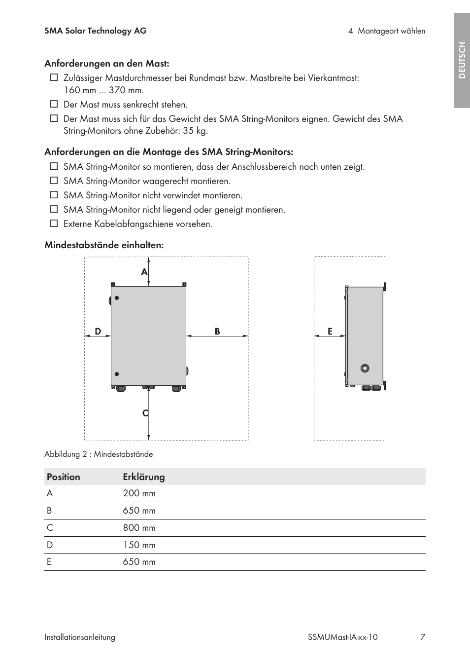 SMA String-Monitors Pole Mounting Set User Manual | Page 7 / 74