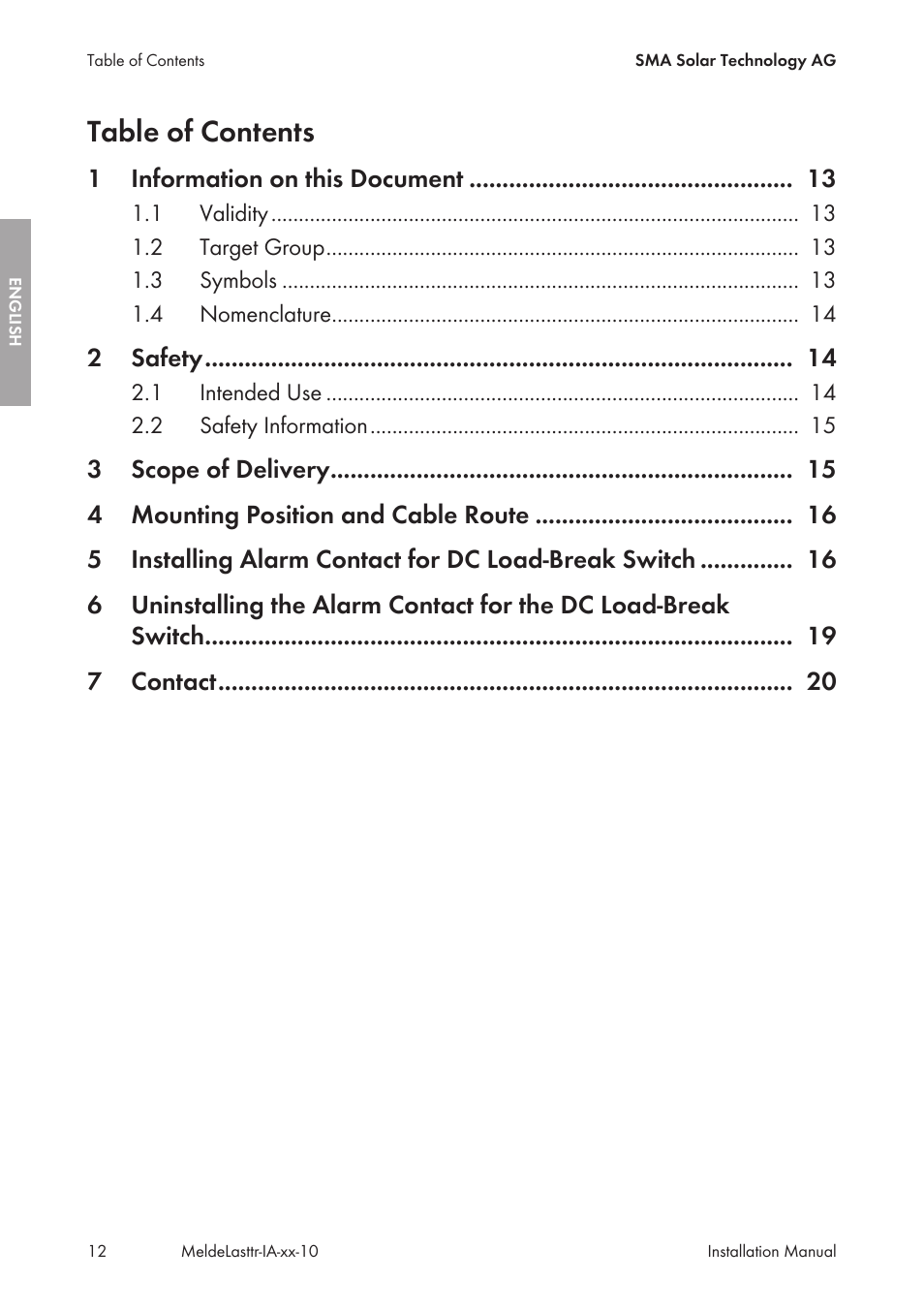 SMA String-Monitors Alarm Contact Kit User Manual | Page 12 / 86