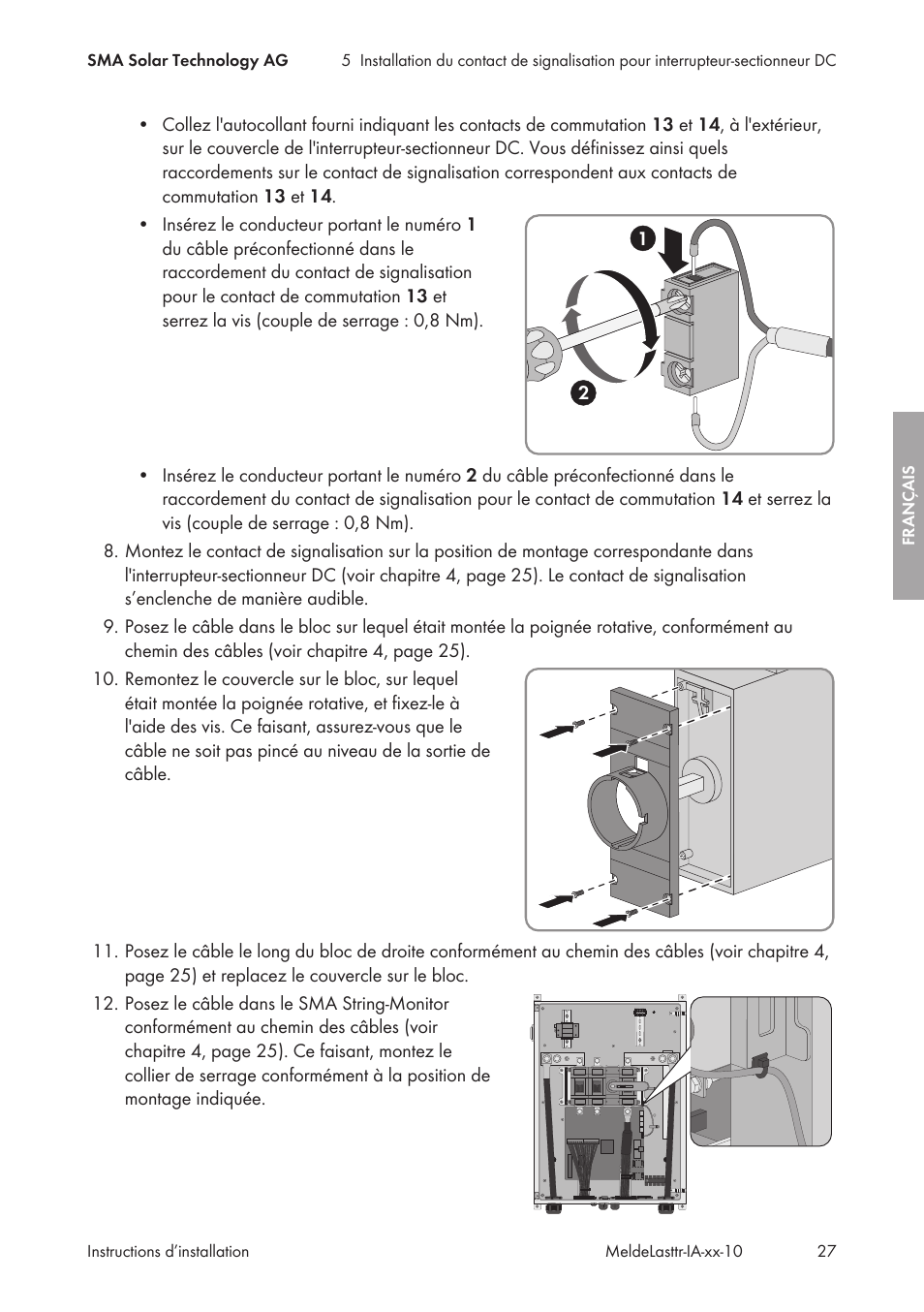 SMA String-Monitors Alarm Contact Kit User Manual | Page 27 / 86