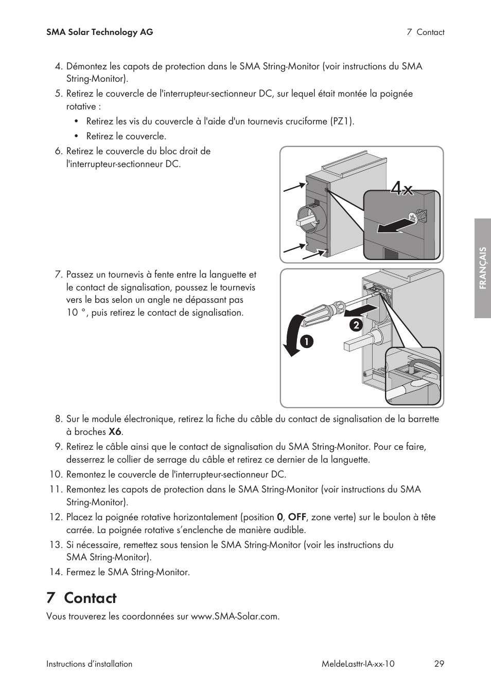 7 contact, Contact | SMA String-Monitors Alarm Contact Kit User Manual | Page 29 / 86