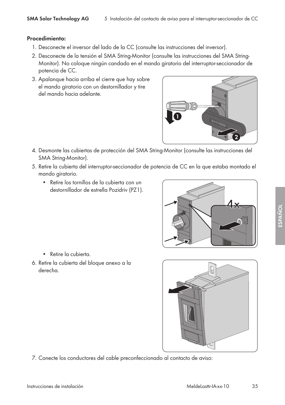 SMA String-Monitors Alarm Contact Kit User Manual | Page 35 / 86