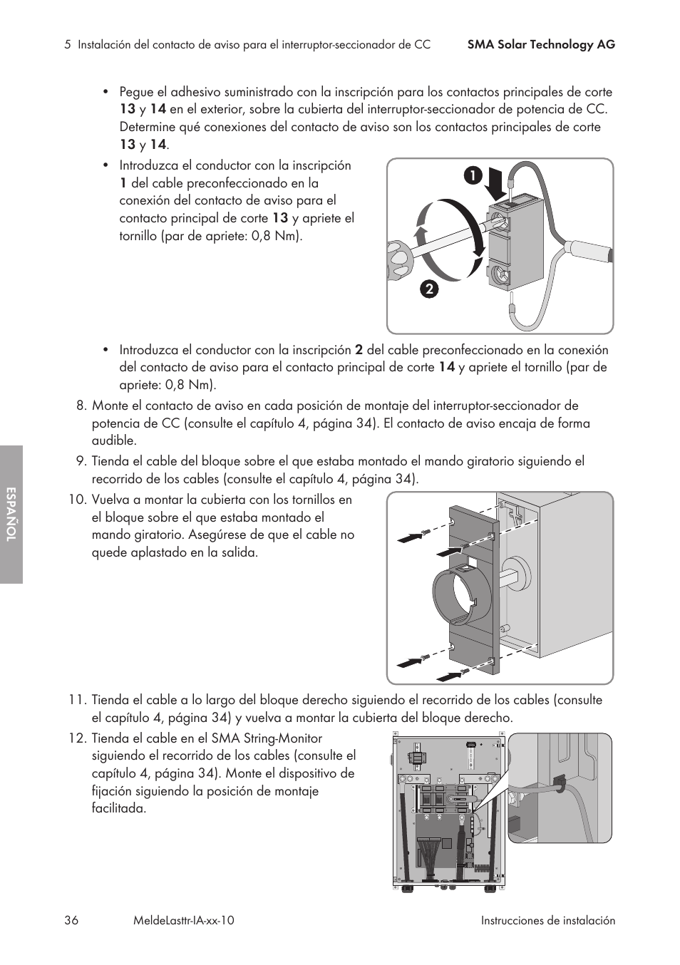SMA String-Monitors Alarm Contact Kit User Manual | Page 36 / 86