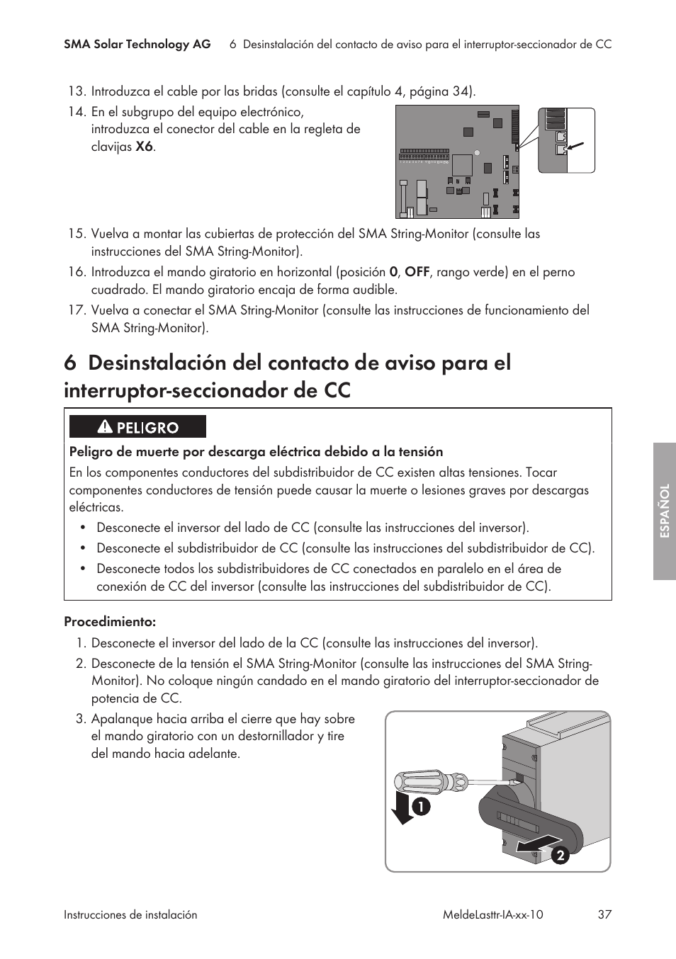 SMA String-Monitors Alarm Contact Kit User Manual | Page 37 / 86
