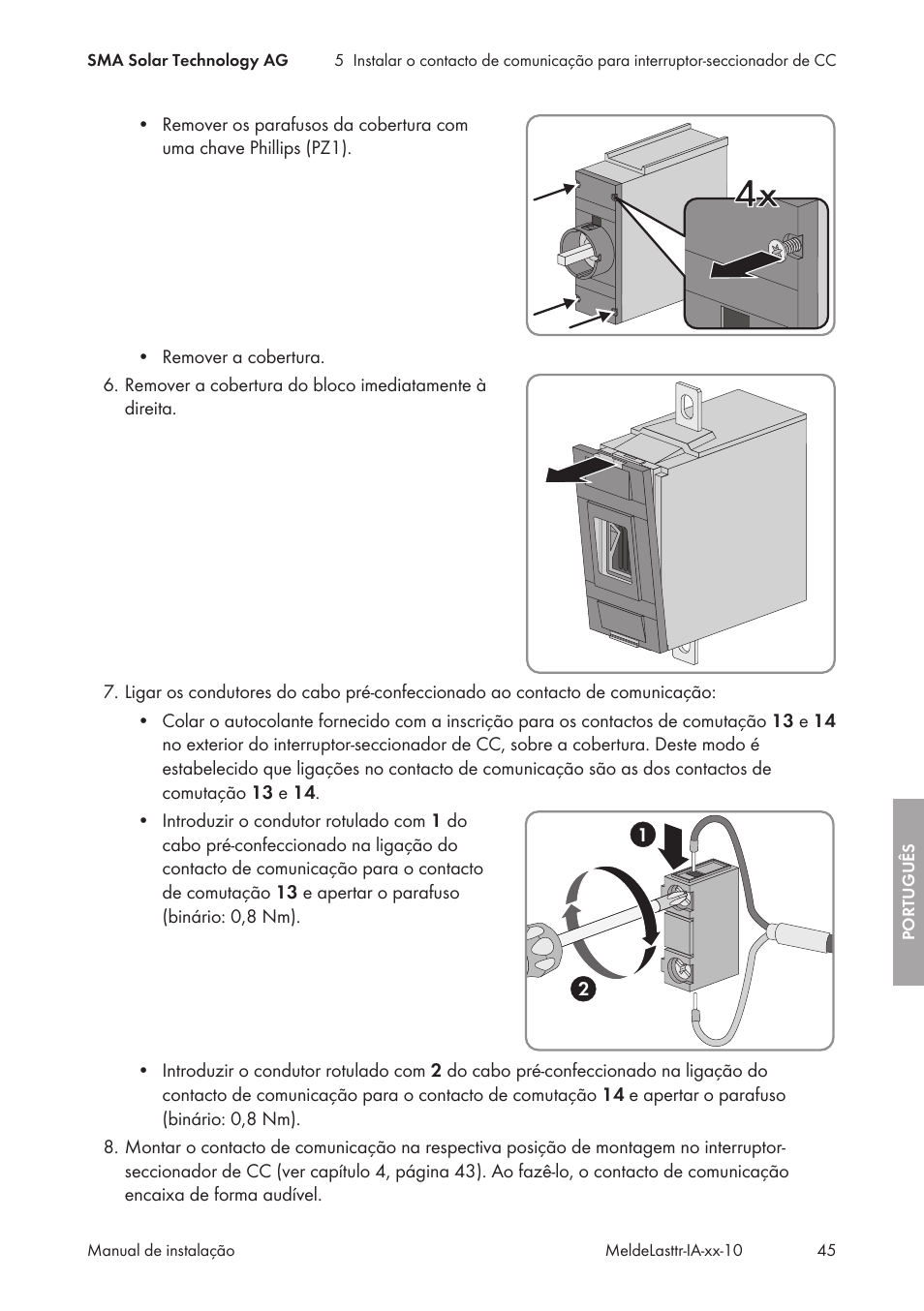 SMA String-Monitors Alarm Contact Kit User Manual | Page 45 / 86