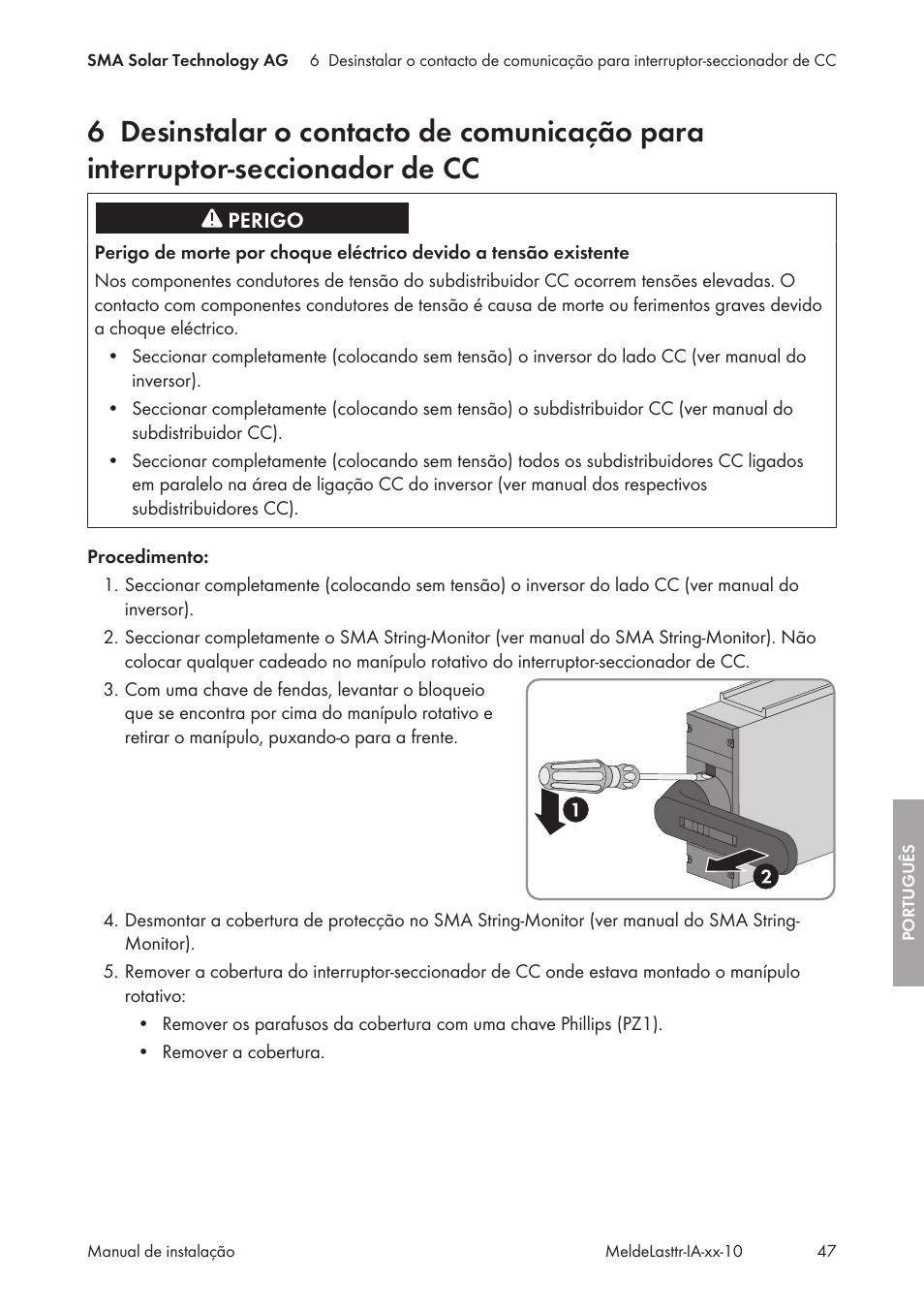 SMA String-Monitors Alarm Contact Kit User Manual | Page 47 / 86