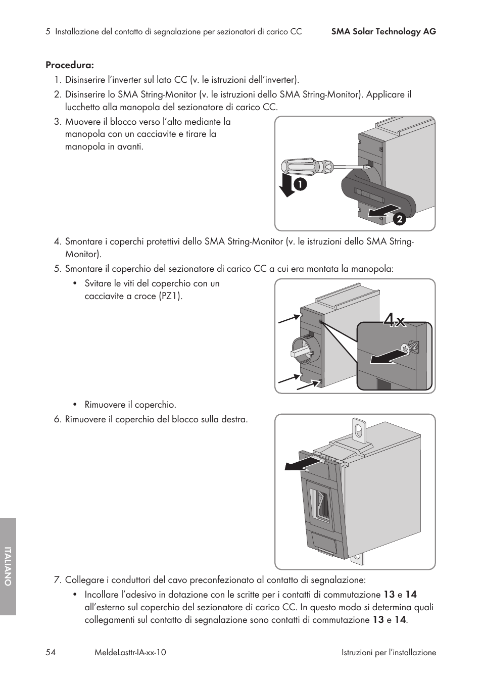 SMA String-Monitors Alarm Contact Kit User Manual | Page 54 / 86
