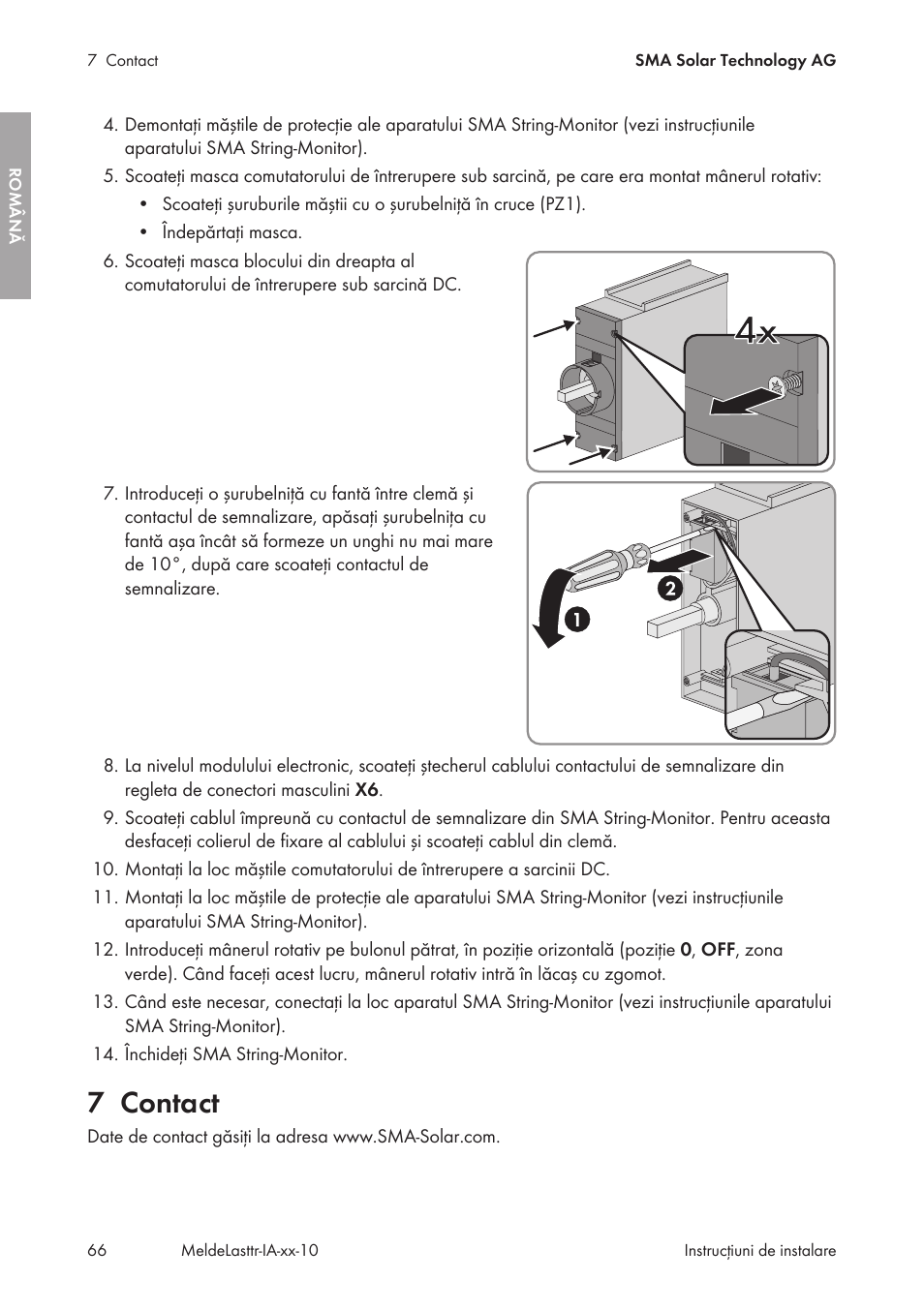 7 contact, Contact | SMA String-Monitors Alarm Contact Kit User Manual | Page 66 / 86