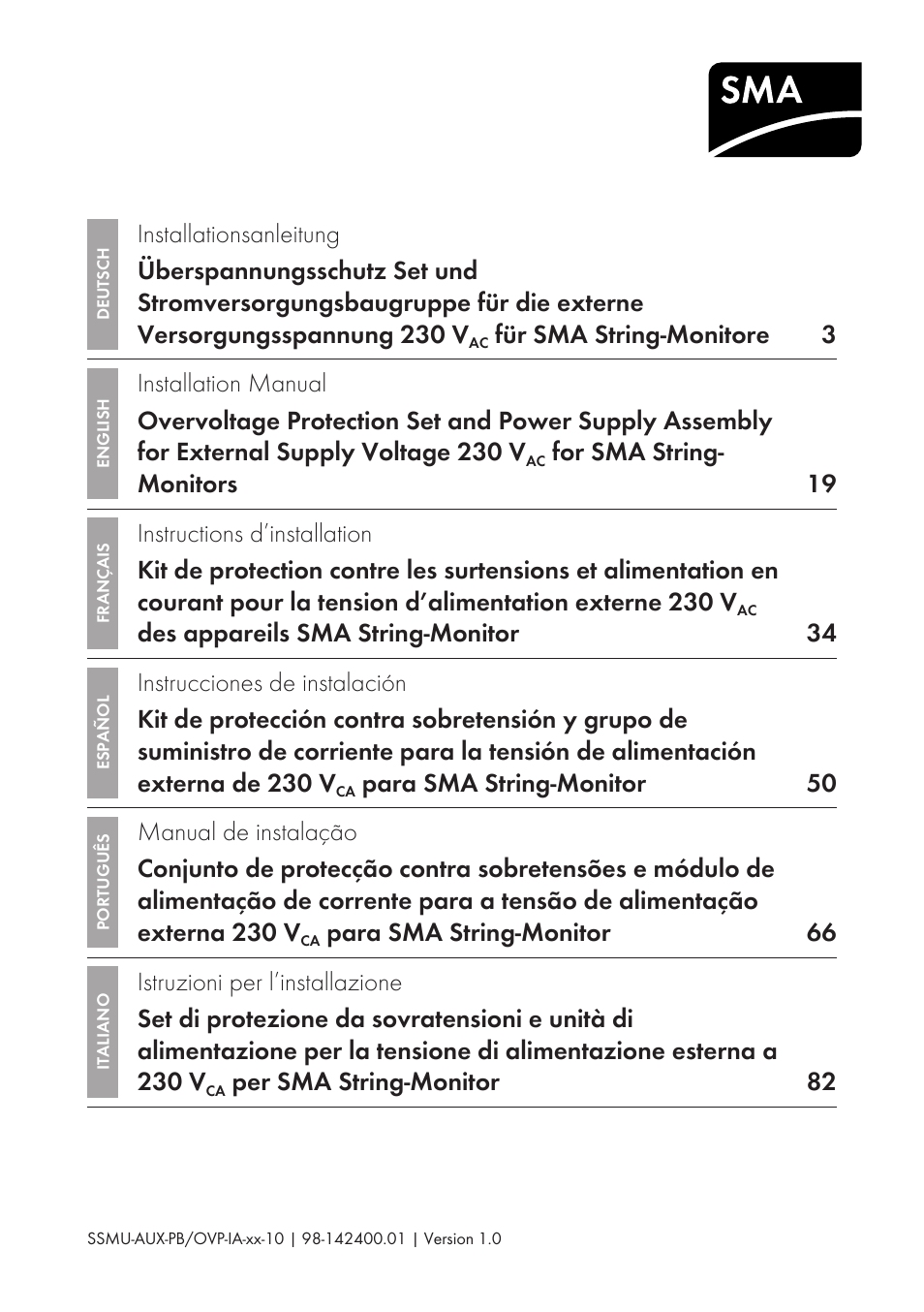 SMA External Supply Voltage 230 V User Manual | 144 pages