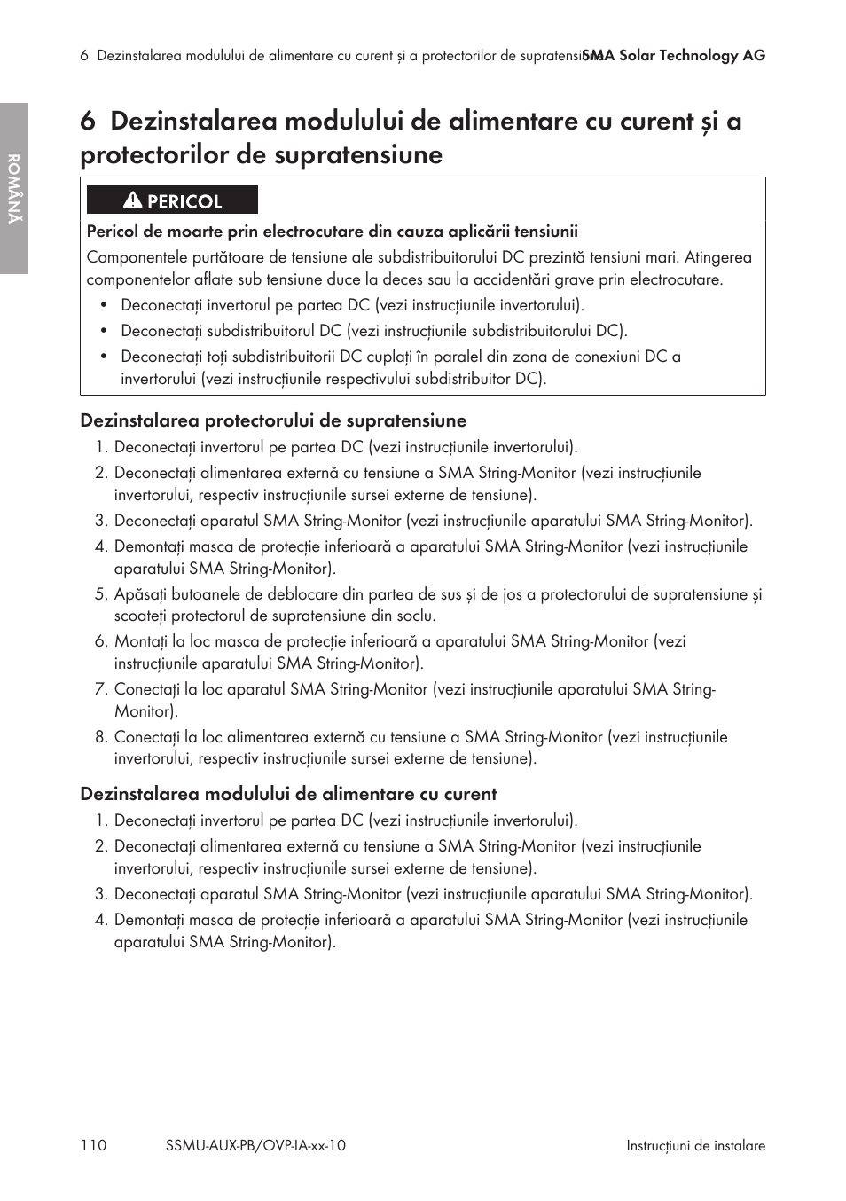 SMA External Supply Voltage 230 V User Manual | Page 110 / 144