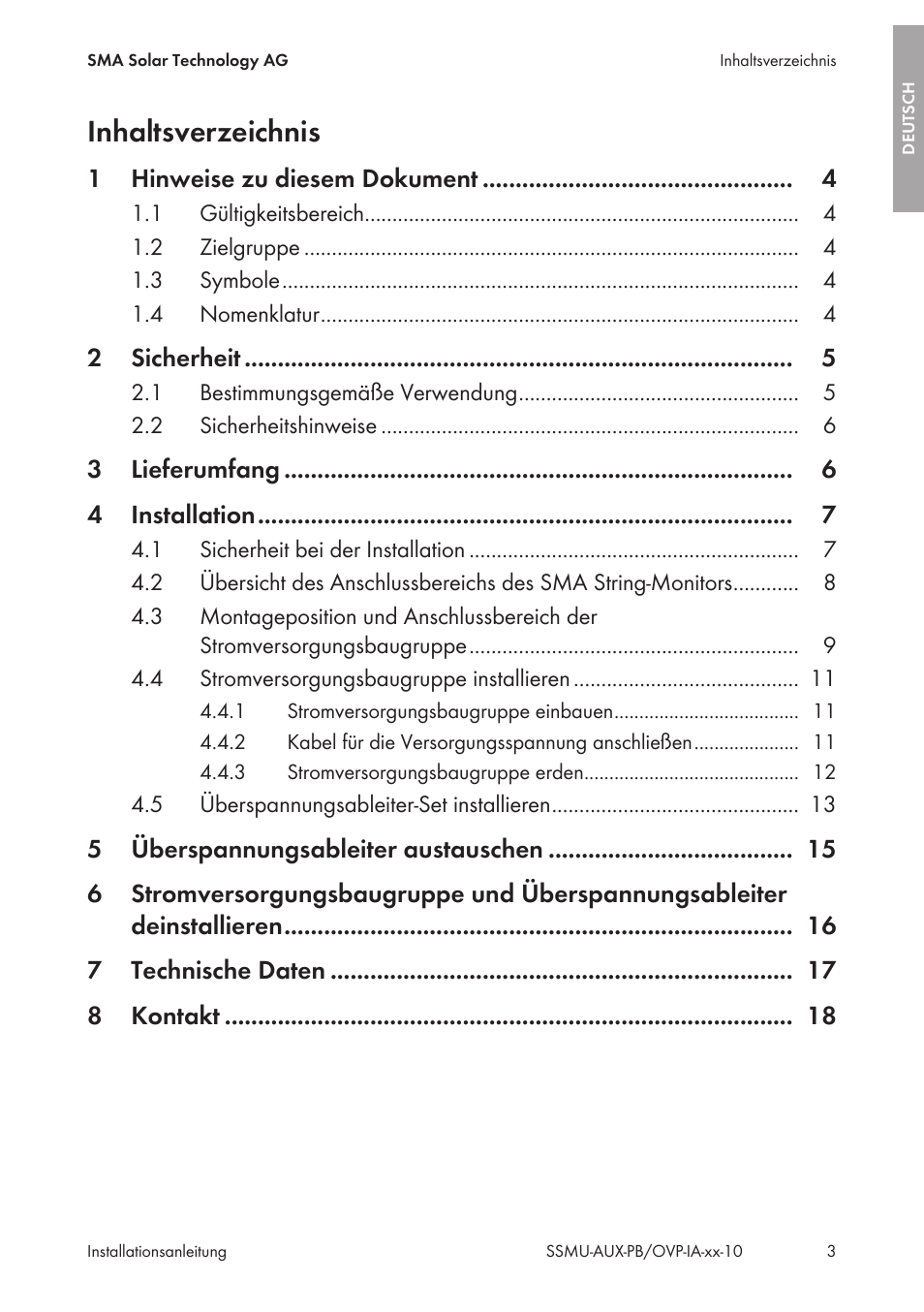 SMA External Supply Voltage 230 V User Manual | Page 3 / 144