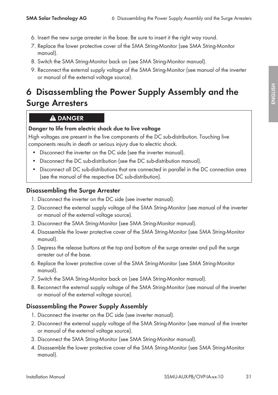 SMA External Supply Voltage 230 V User Manual | Page 31 / 144