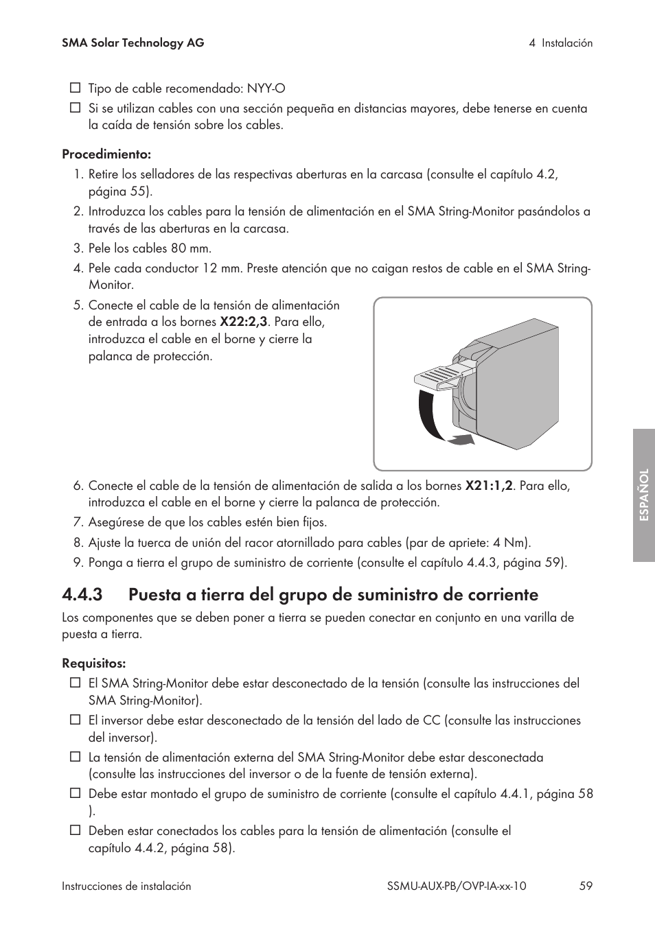 SMA External Supply Voltage 230 V User Manual | Page 59 / 144