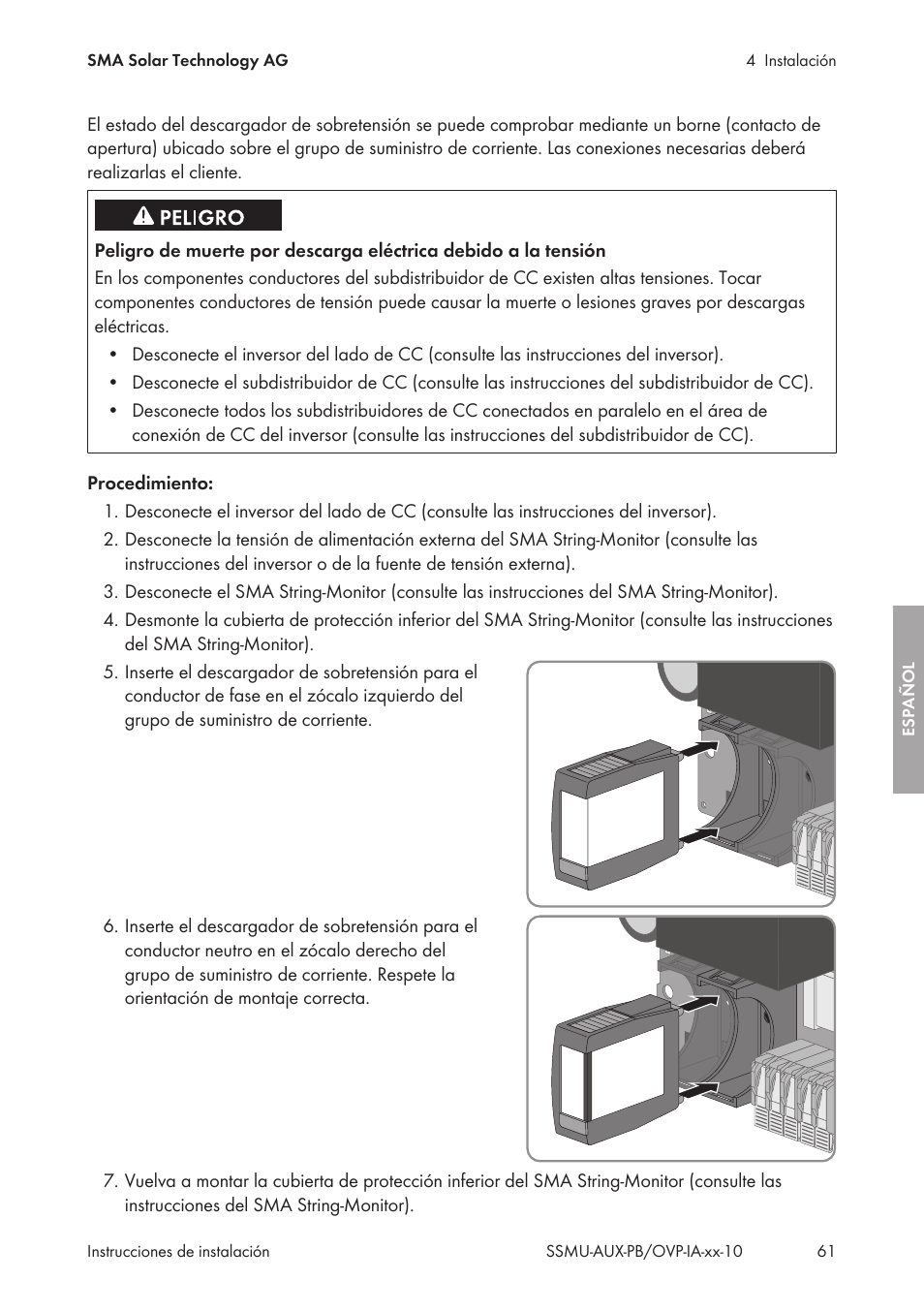 SMA External Supply Voltage 230 V User Manual | Page 61 / 144