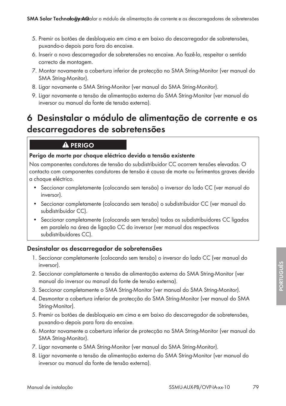 SMA External Supply Voltage 230 V User Manual | Page 79 / 144