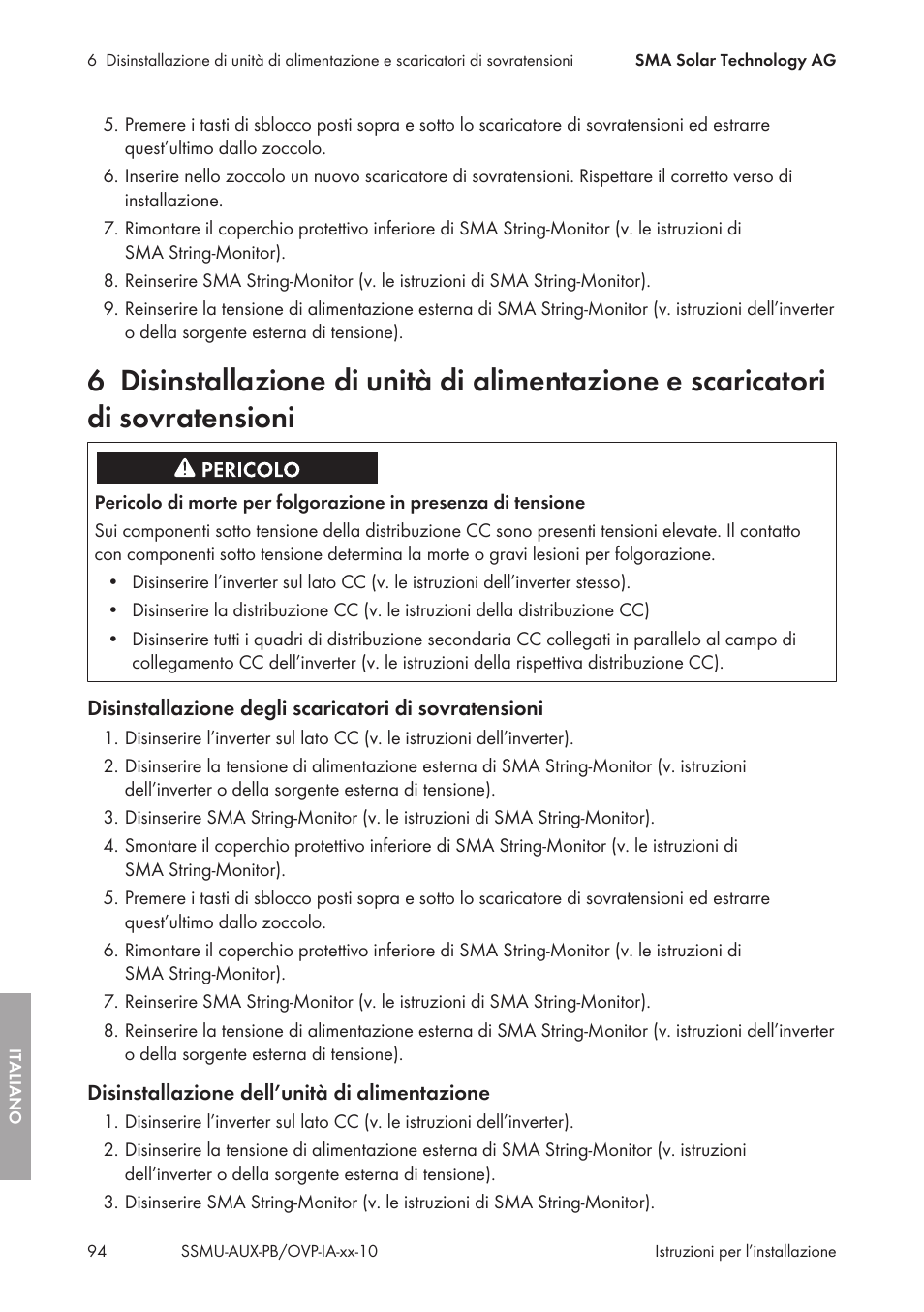 SMA External Supply Voltage 230 V User Manual | Page 94 / 144