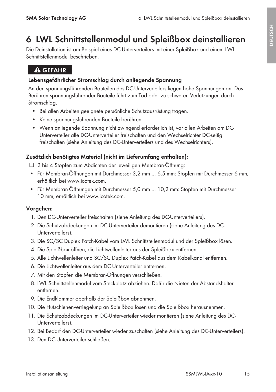 SMA String-Monitors Optical Fiber Interface Module User Manual | Page 15 / 124