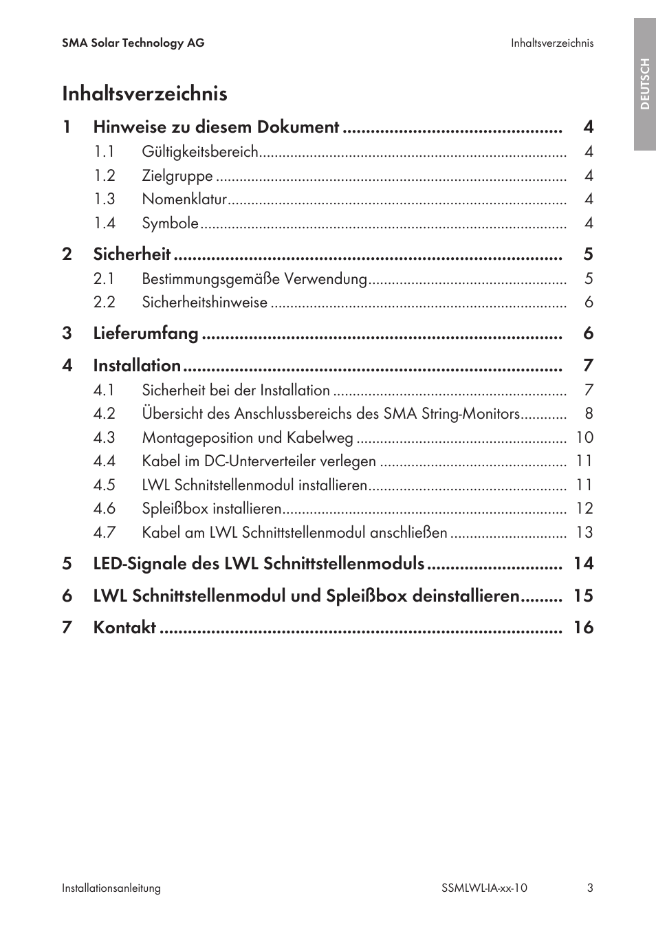 SMA String-Monitors Optical Fiber Interface Module User Manual | Page 3 / 124