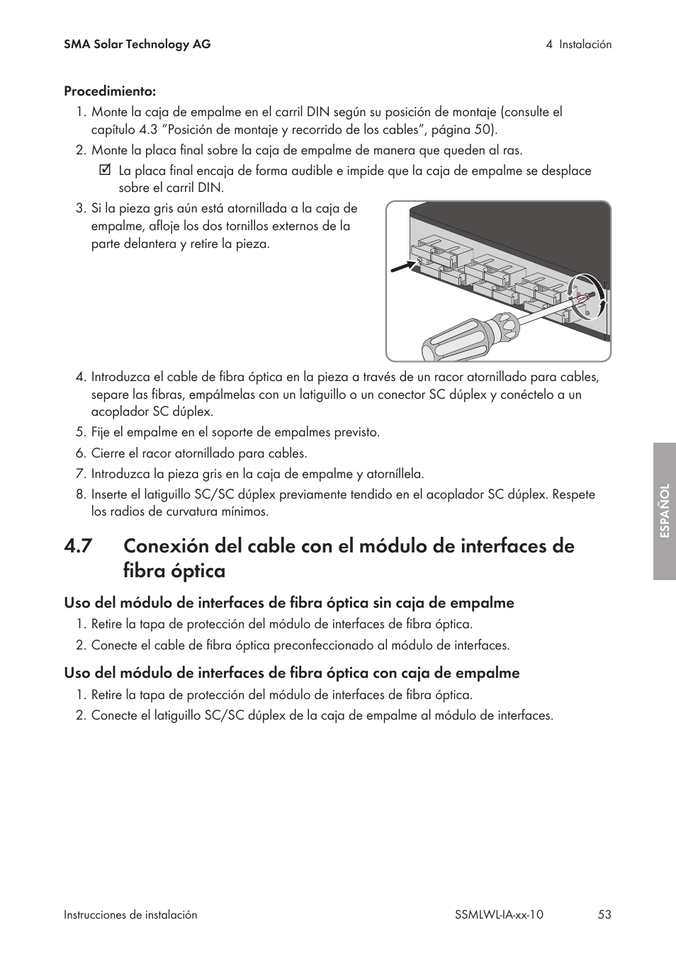 SMA String-Monitors Optical Fiber Interface Module User Manual | Page 53 / 124