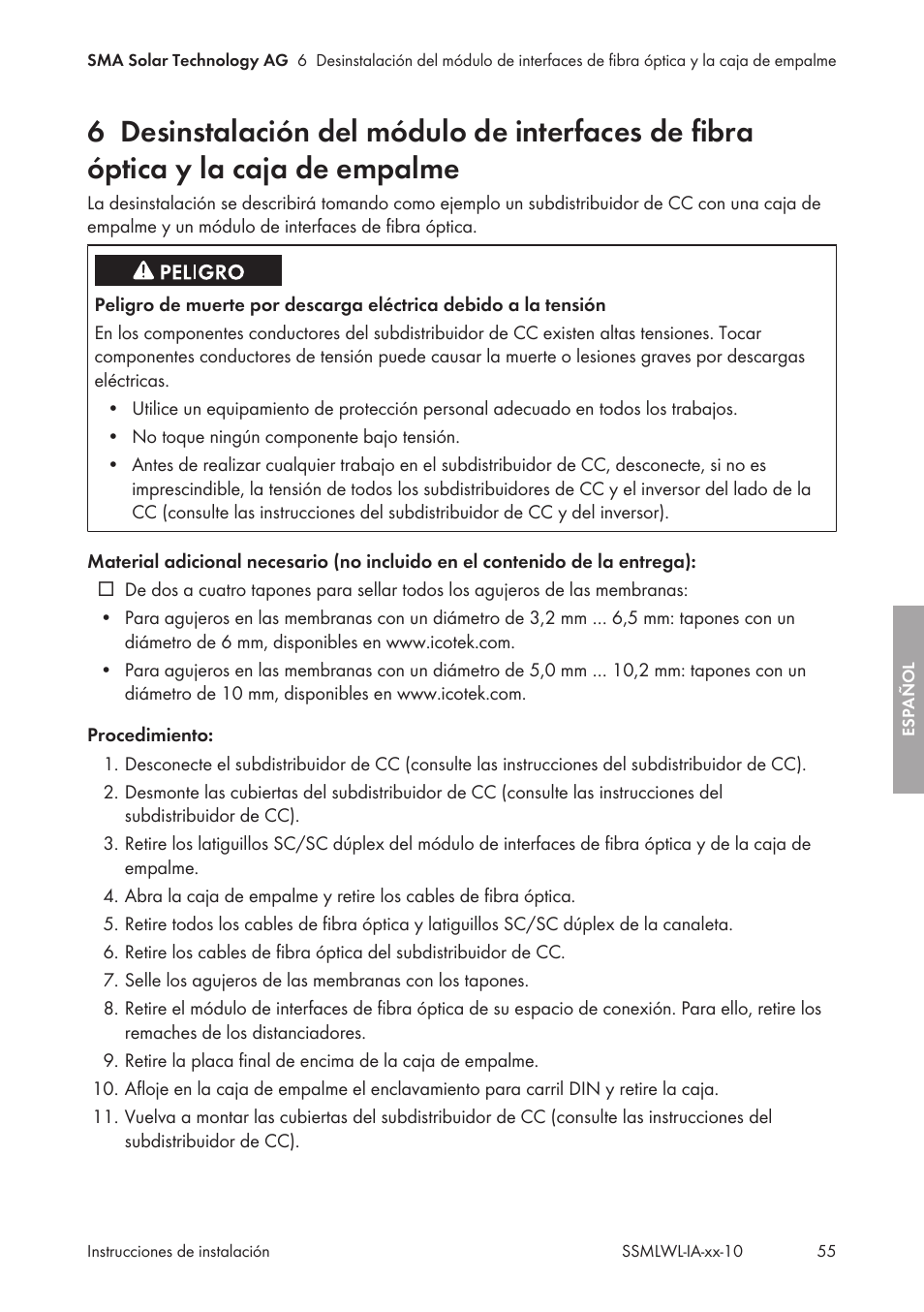 SMA String-Monitors Optical Fiber Interface Module User Manual | Page 55 / 124