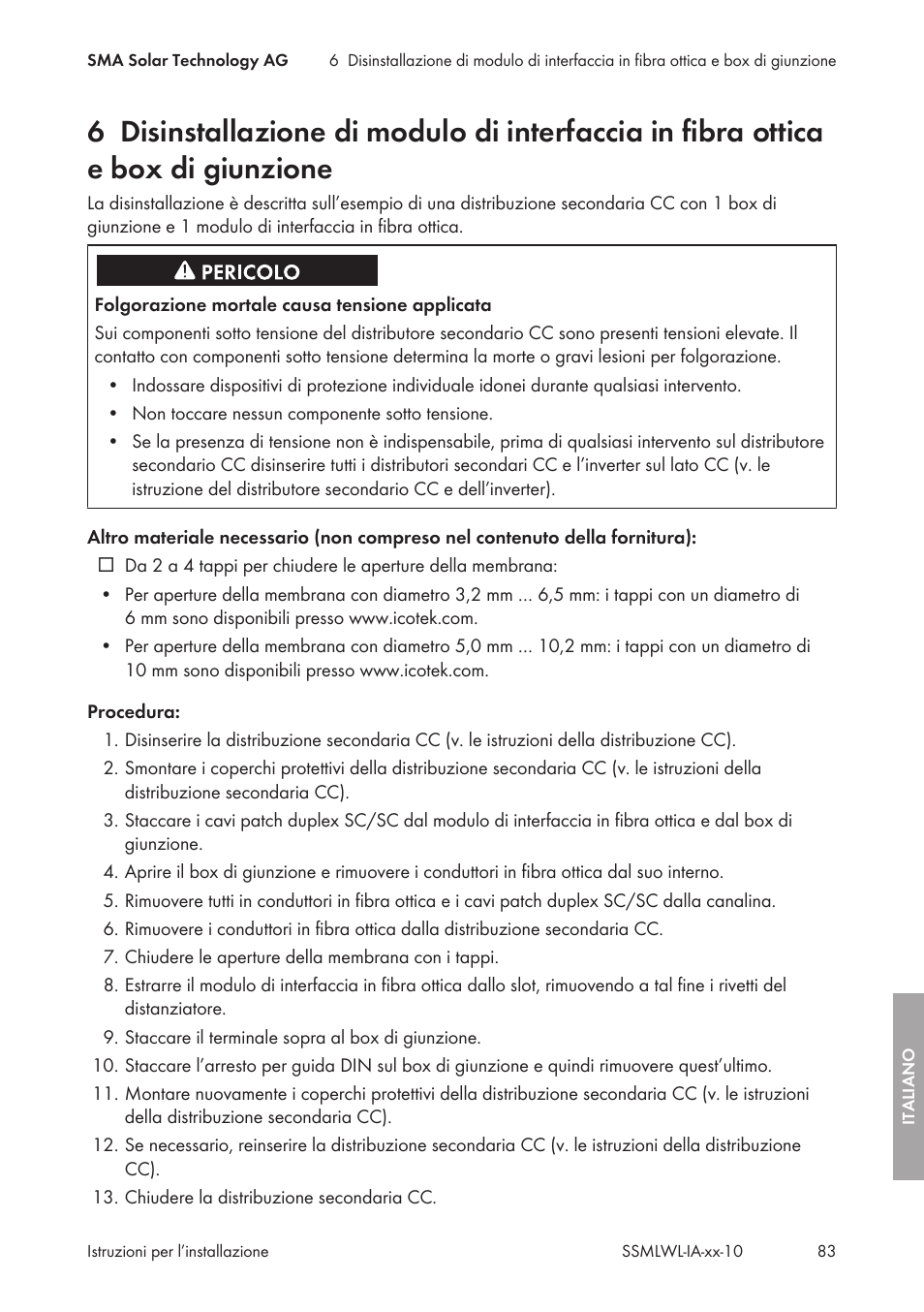 SMA String-Monitors Optical Fiber Interface Module User Manual | Page 83 / 124