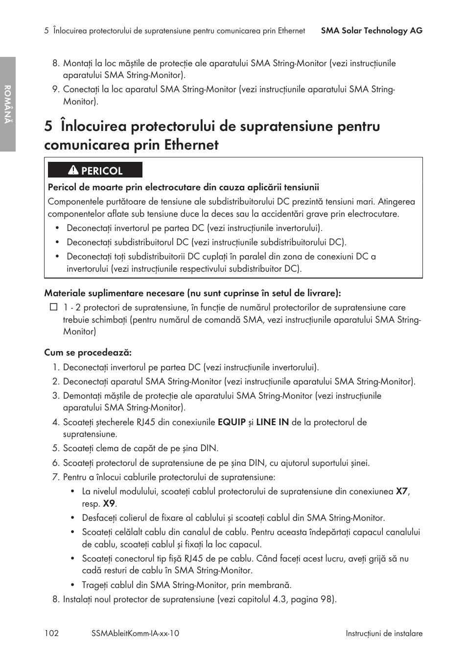 SMA String-Monitors Ethernet overvoltage protection set User Manual | Page 102 / 134