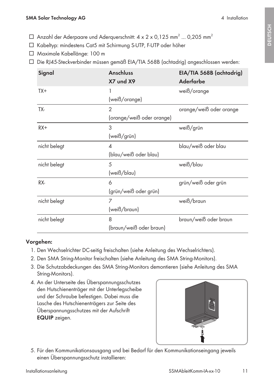 SMA String-Monitors Ethernet overvoltage protection set User Manual | Page 11 / 134