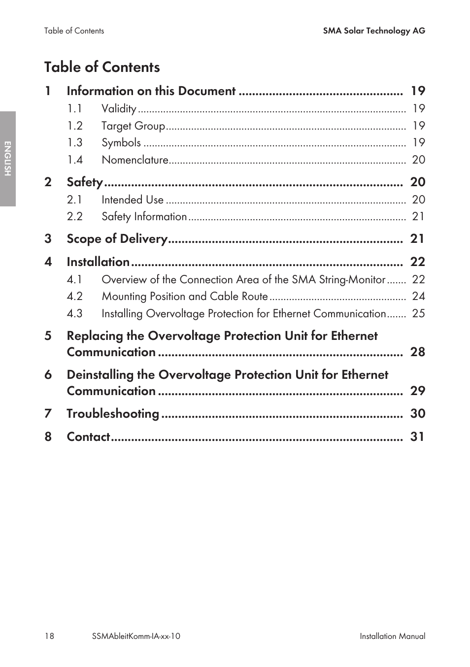 SMA String-Monitors Ethernet overvoltage protection set User Manual | Page 18 / 134