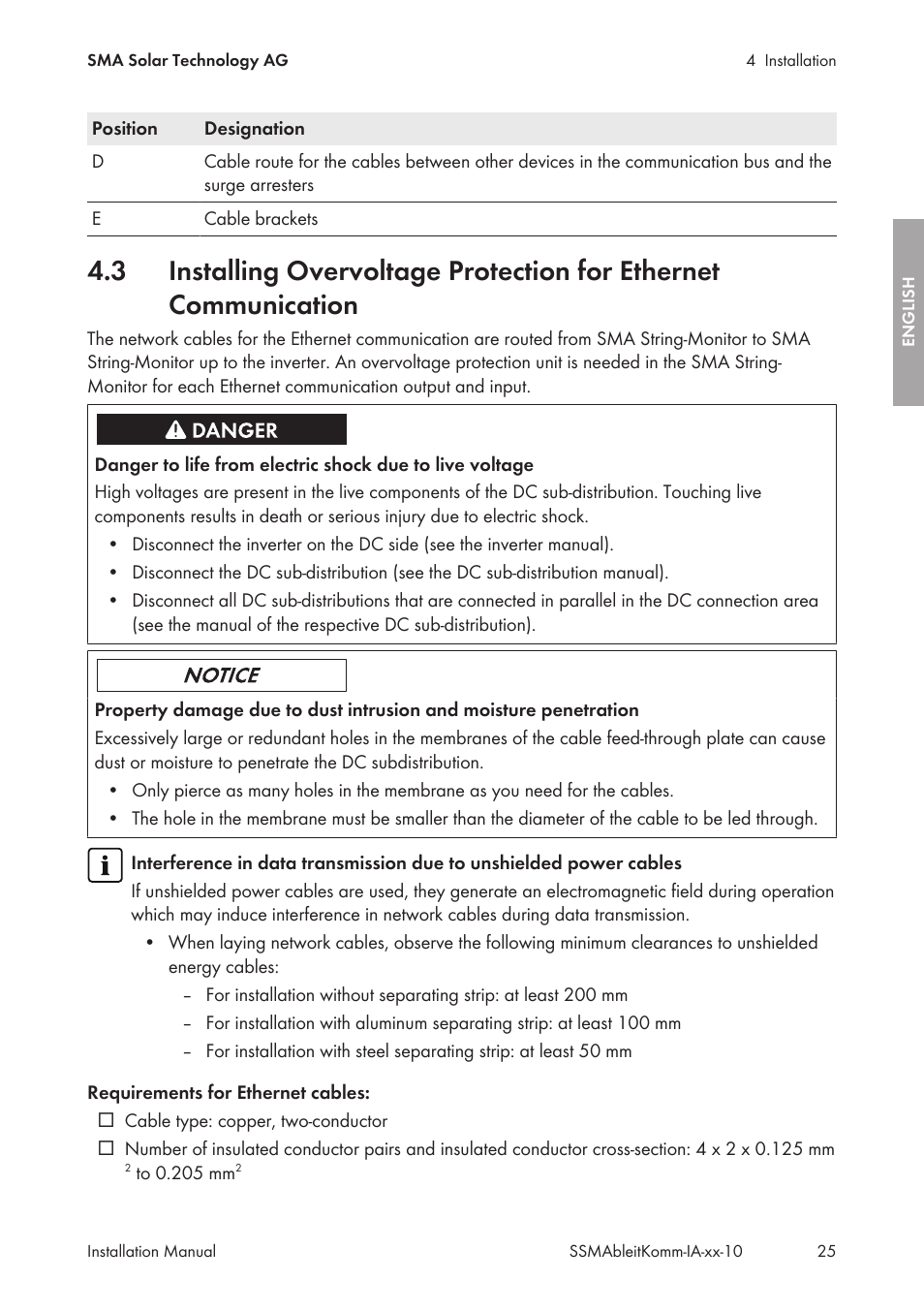 SMA String-Monitors Ethernet overvoltage protection set User Manual | Page 25 / 134