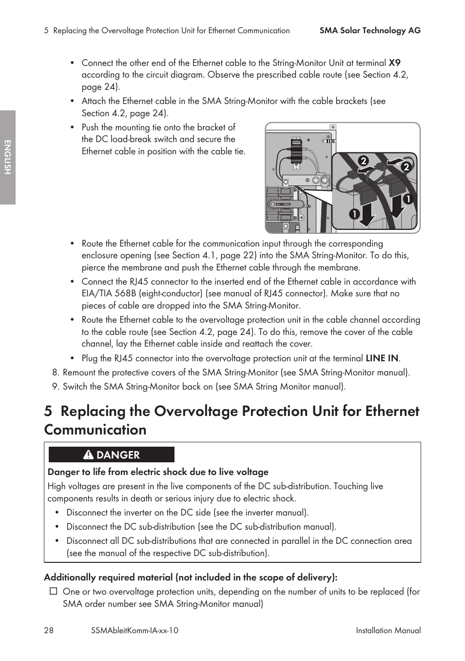 SMA String-Monitors Ethernet overvoltage protection set User Manual | Page 28 / 134