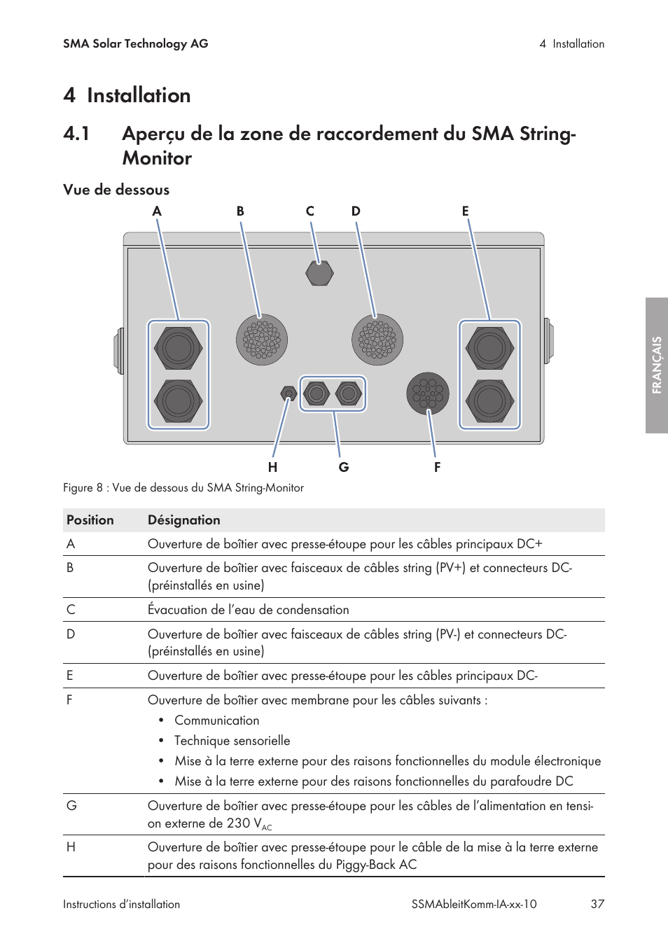 4 installation, Installation | SMA String-Monitors Ethernet overvoltage protection set User Manual | Page 37 / 134