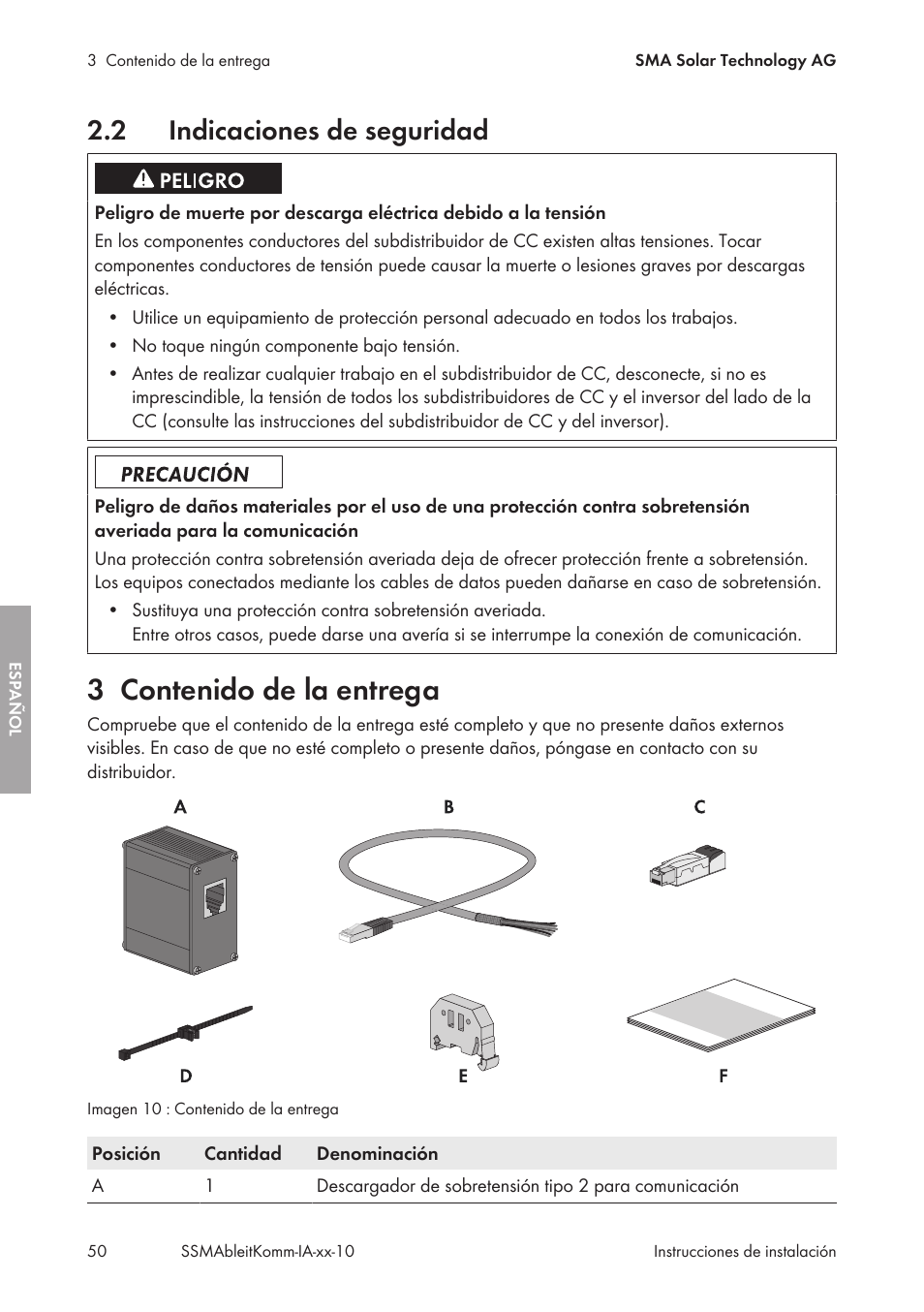 SMA String-Monitors Ethernet overvoltage protection set User Manual | Page 50 / 134