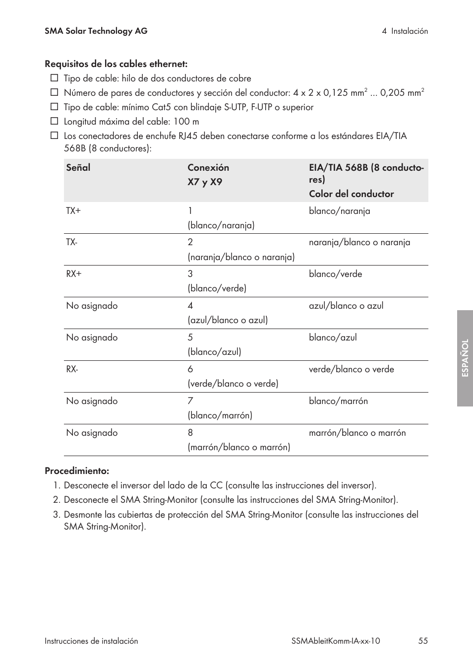 SMA String-Monitors Ethernet overvoltage protection set User Manual | Page 55 / 134