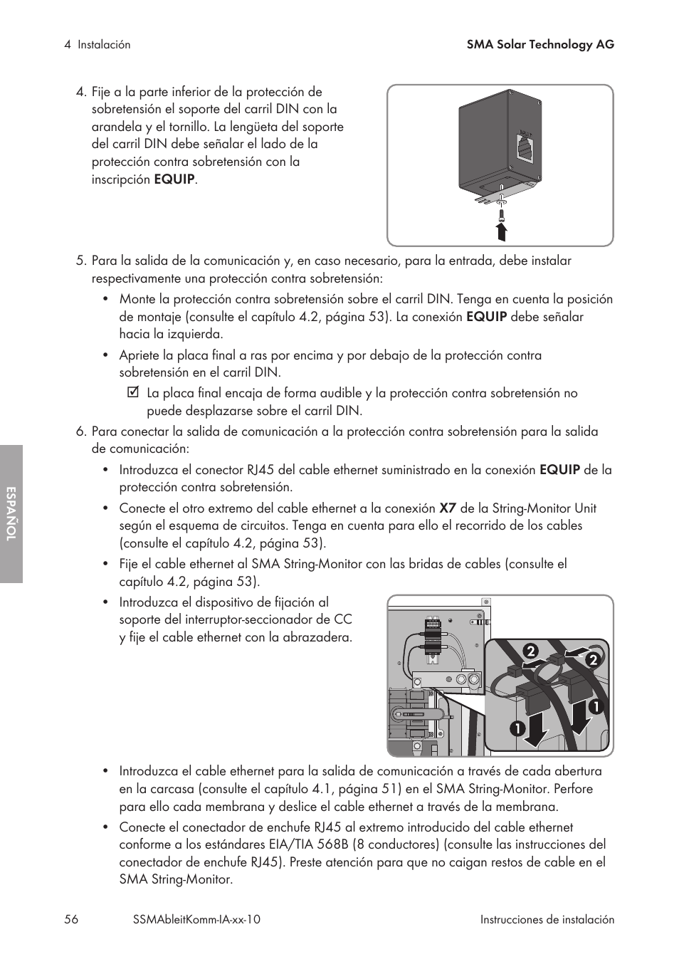 SMA String-Monitors Ethernet overvoltage protection set User Manual | Page 56 / 134