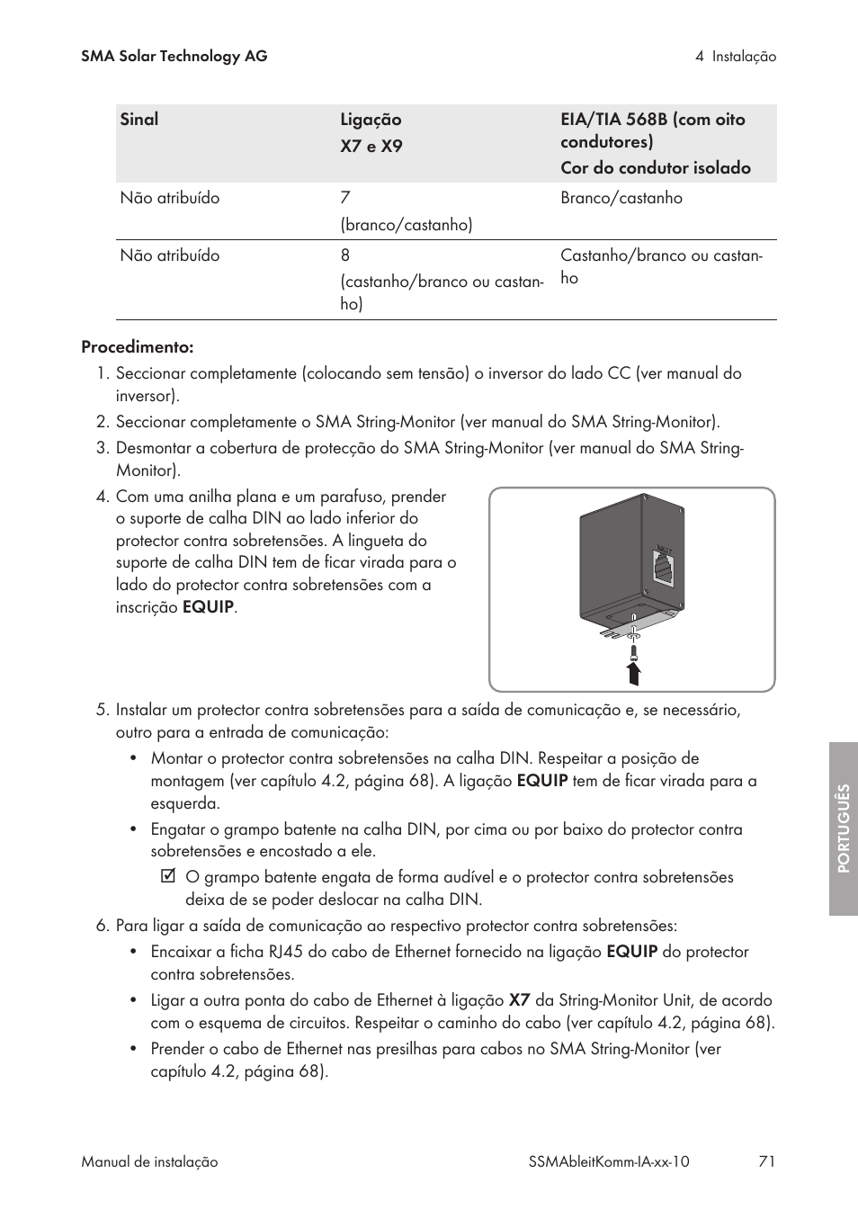 SMA String-Monitors Ethernet overvoltage protection set User Manual | Page 71 / 134