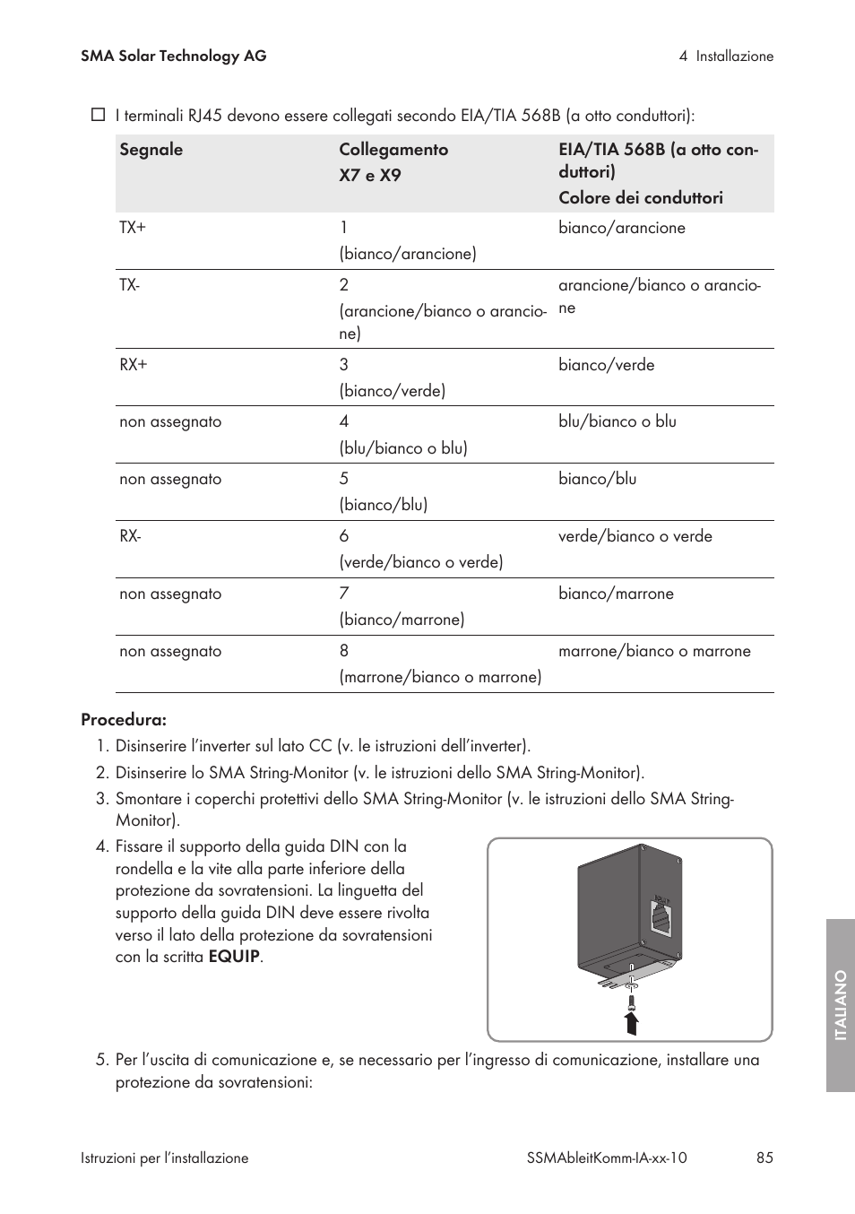 SMA String-Monitors Ethernet overvoltage protection set User Manual | Page 85 / 134