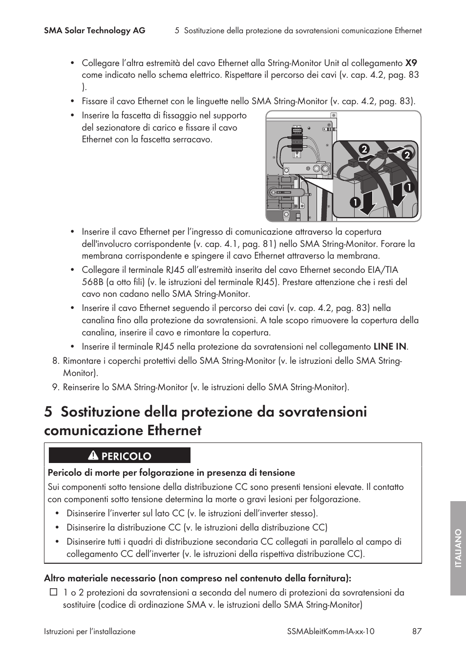 SMA String-Monitors Ethernet overvoltage protection set User Manual | Page 87 / 134