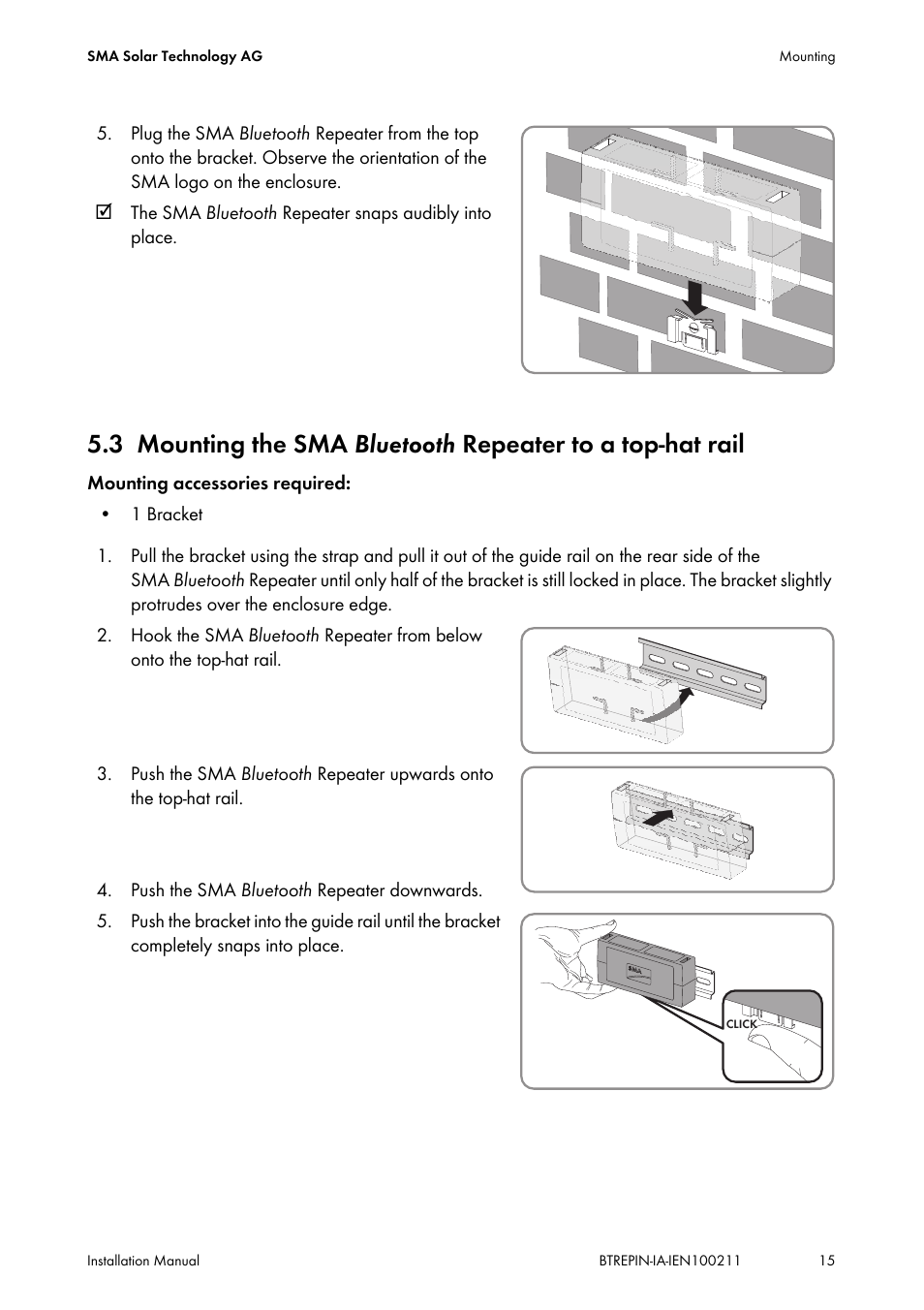 Mounting the sma b | SMA BLUETOOTH REPEATER User Manual | Page 15 / 32