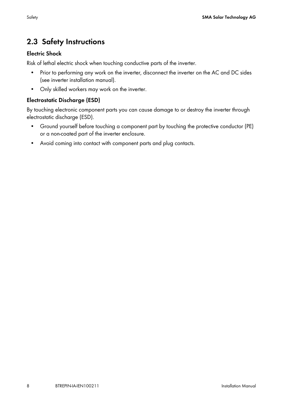 3 safety instructions, Safety instructions | SMA BLUETOOTH REPEATER User Manual | Page 8 / 32