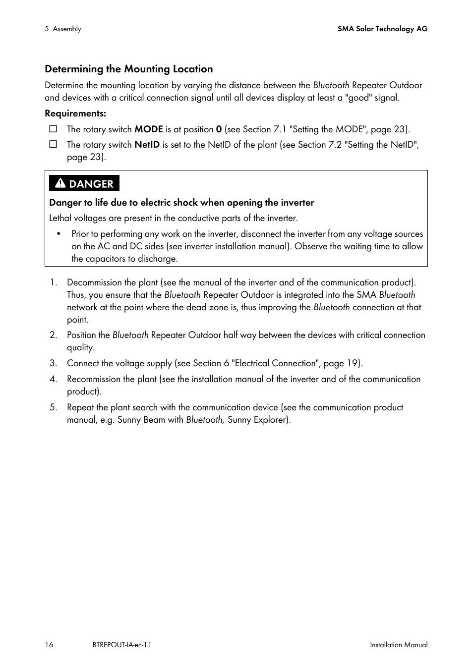 SMA BLUETOOTH REPEATER OUTDOOR User Manual | Page 16 / 36