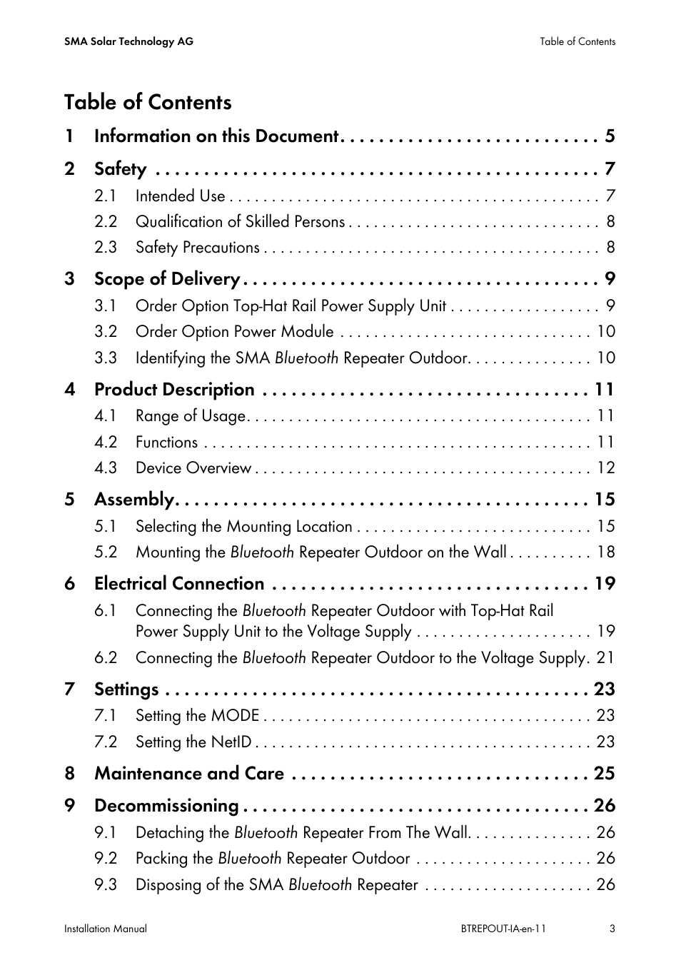 SMA BLUETOOTH REPEATER OUTDOOR User Manual | Page 3 / 36