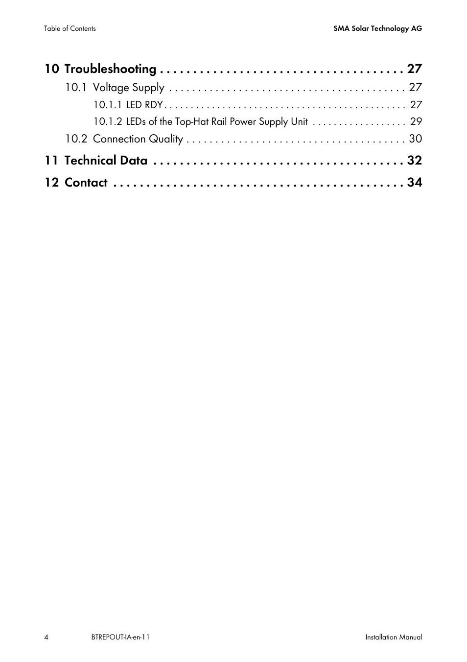 10 troubleshooting, 11 technical data 12 contact, 1 voltage supply | 2 connection quality | SMA BLUETOOTH REPEATER OUTDOOR User Manual | Page 4 / 36