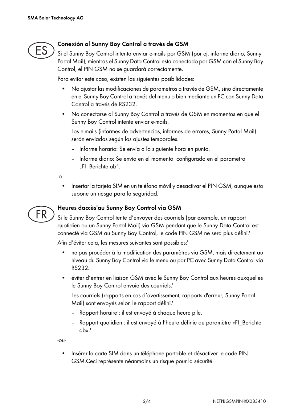 SMA NET Piggy-Back GSM User Manual | Page 2 / 4