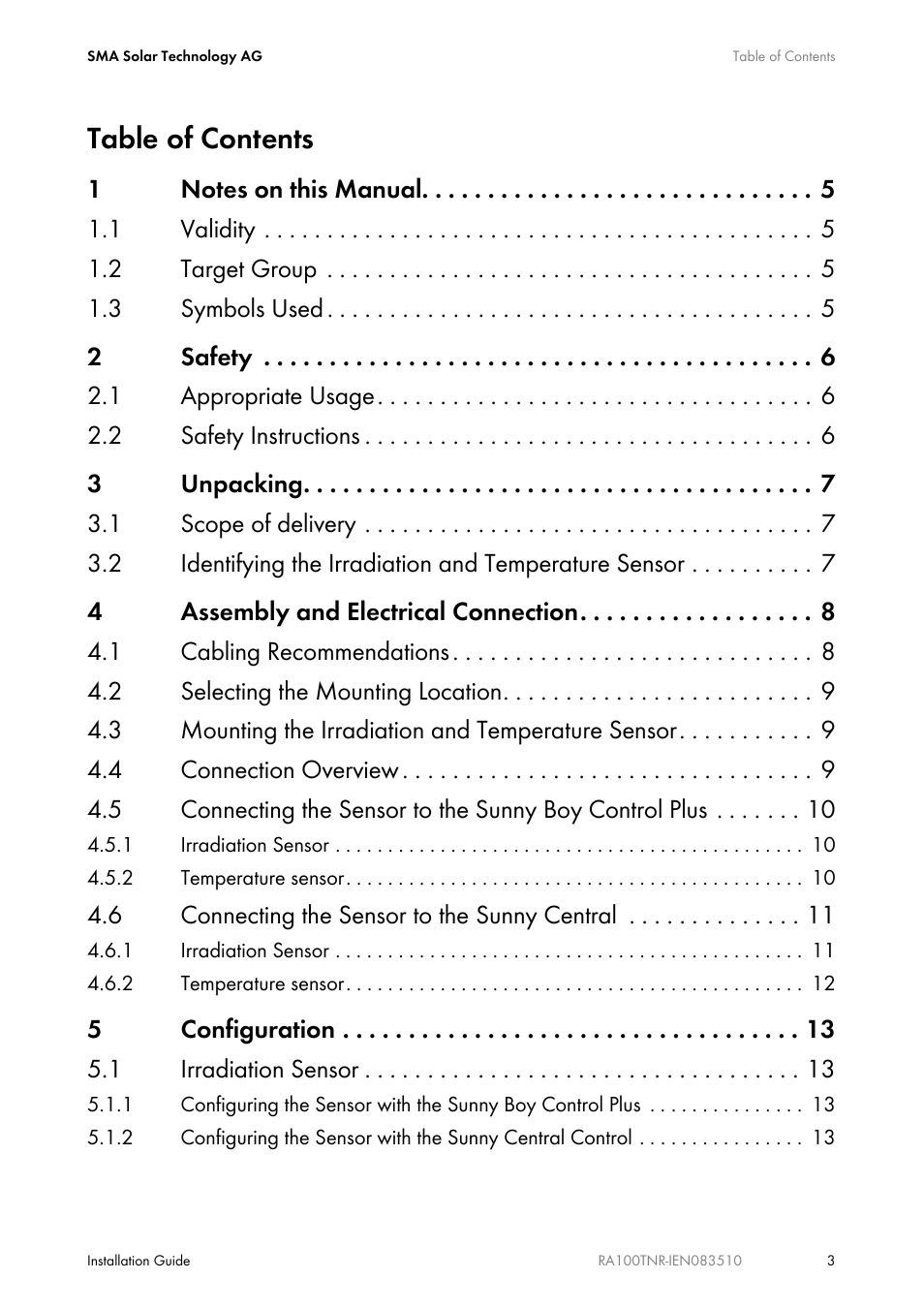 SMA RA100T-NR User Manual | Page 3 / 20