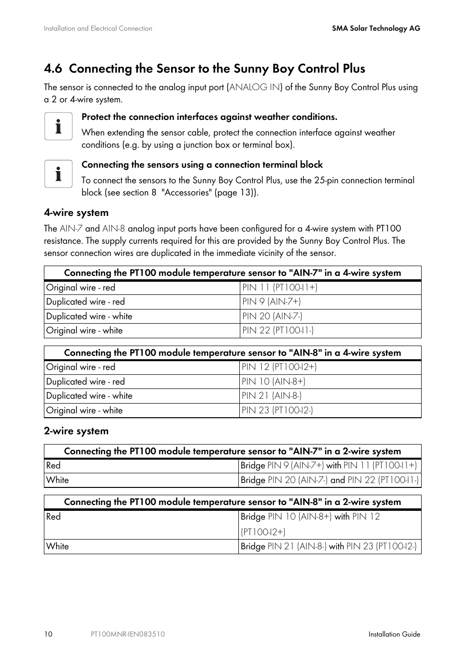 SMA PT100M-NR User Manual | Page 10 / 16