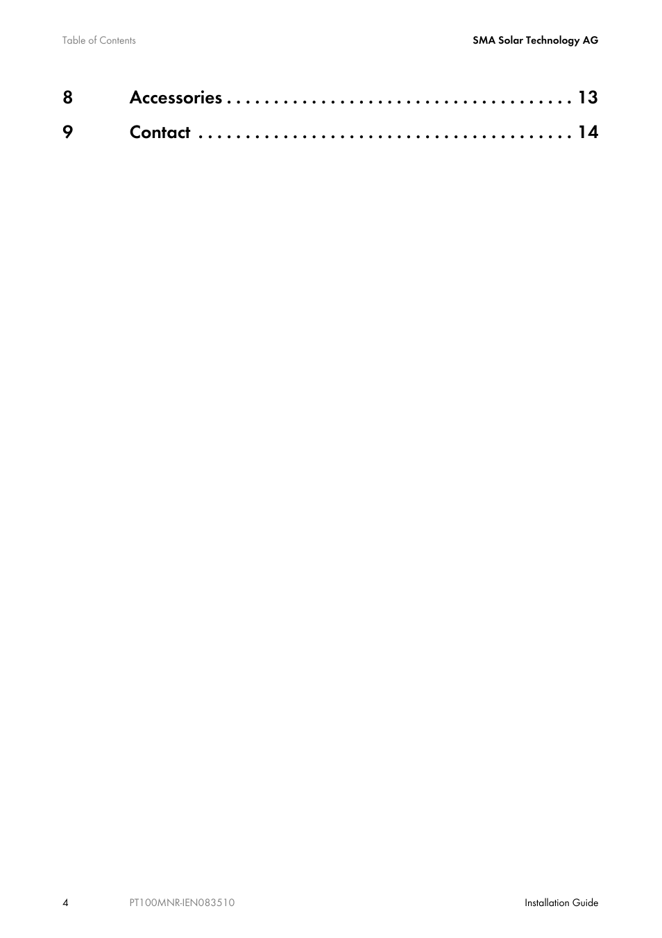 8accessories 9 contact | SMA PT100M-NR User Manual | Page 4 / 16