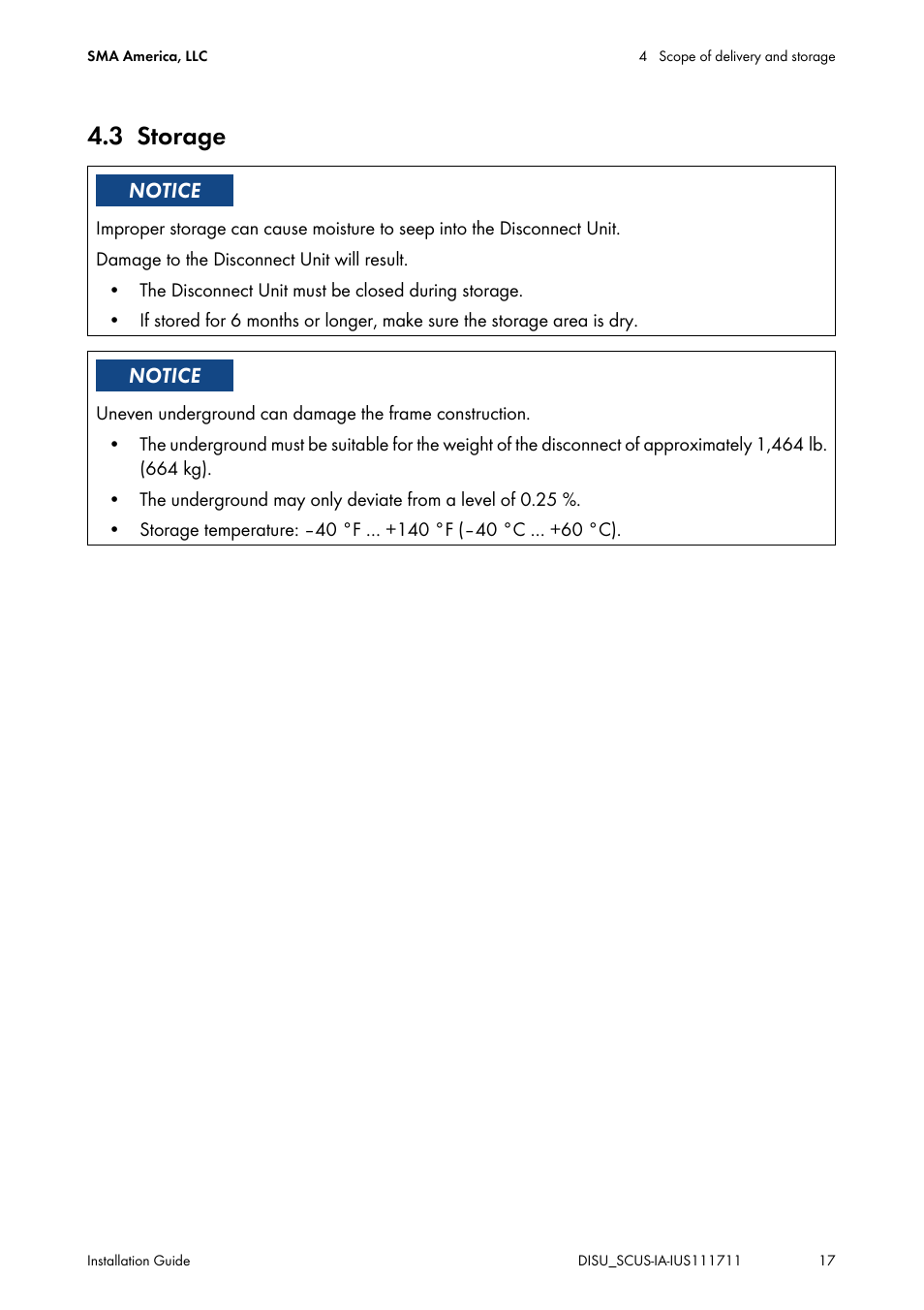3 storage, Storage | SMA SC 250U User Manual | Page 17 / 72