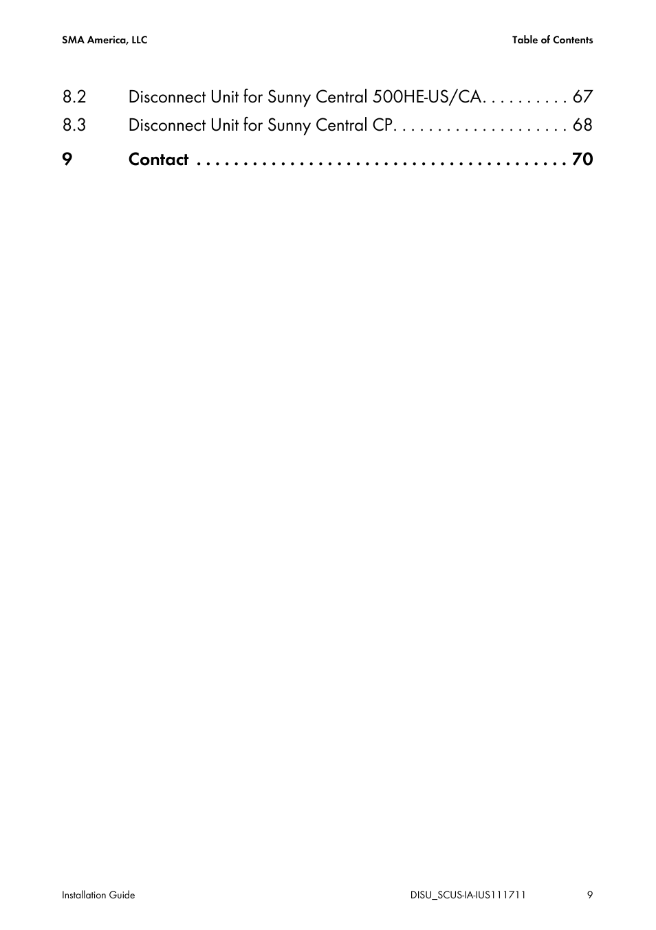 SMA SC 250U User Manual | Page 9 / 72