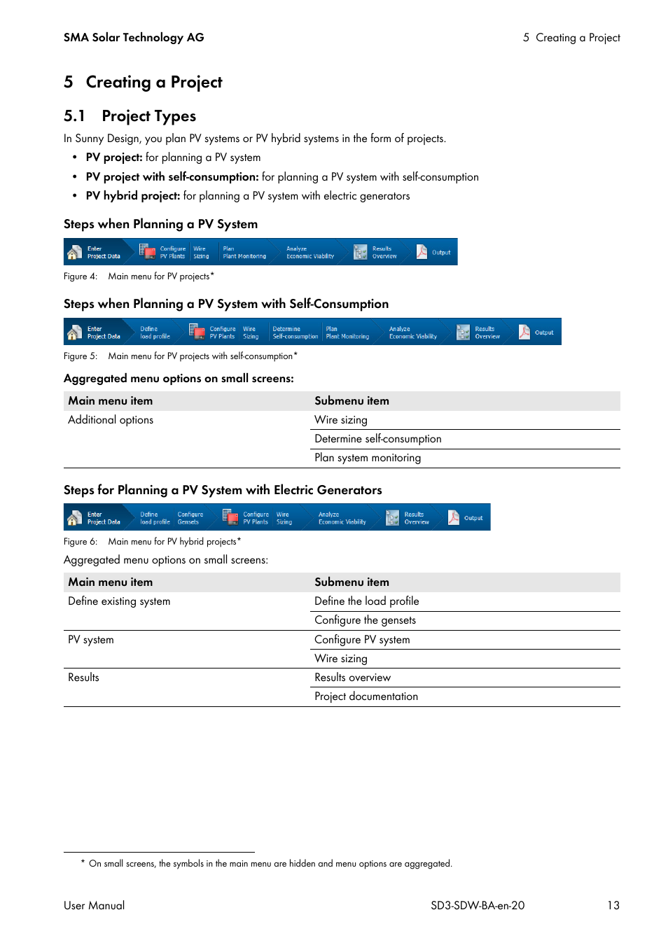 5 creating a project, 1 project types | SMA SUNNY DESIGN 3 User Manual | Page 13 / 37